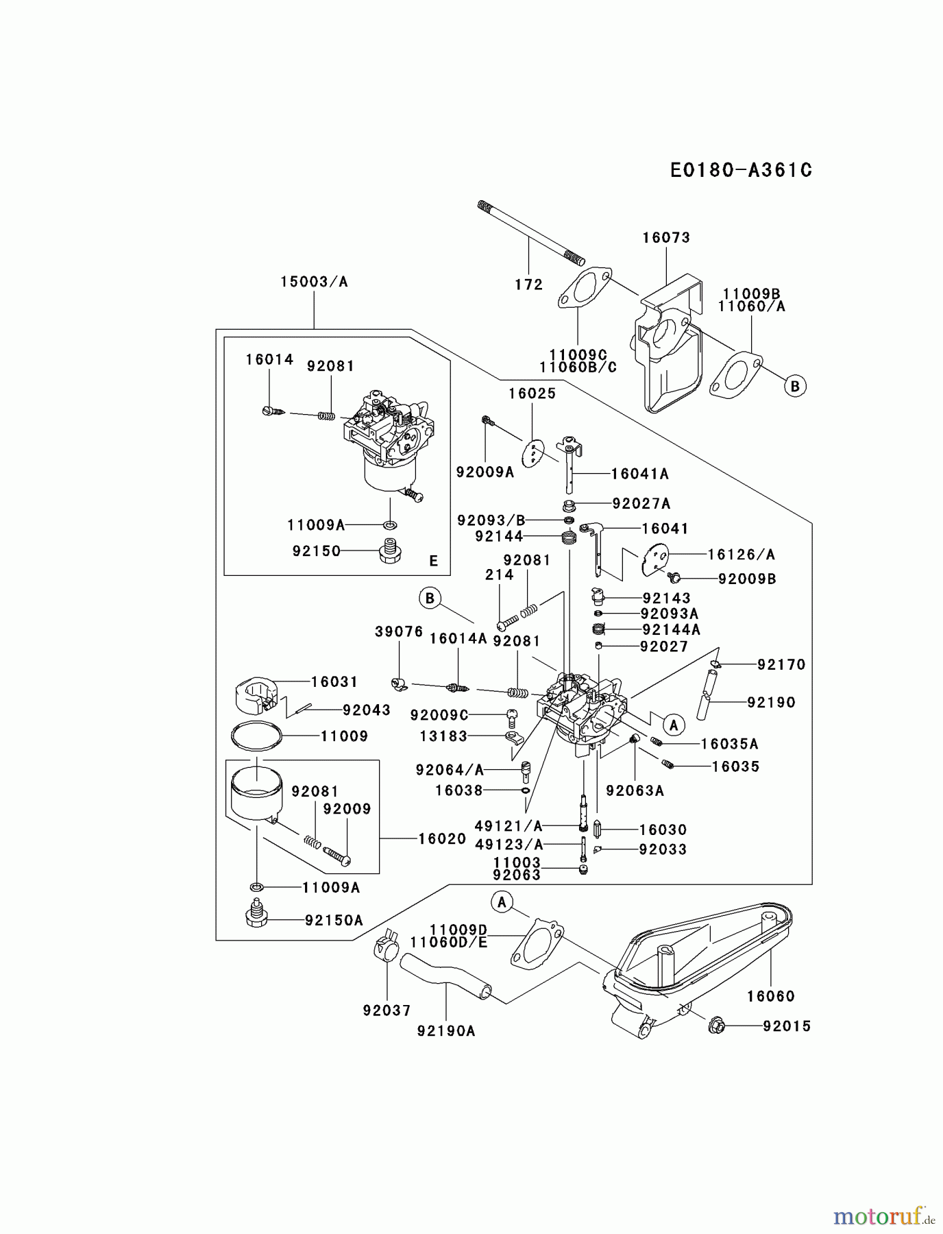 Kawasaki Motoren Motoren Vertikal FA210V - AS02 bis FH641V - DS24 FC420V-GS14 - Kawasaki FC420V 4-Stroke Engine CARBURETOR #2