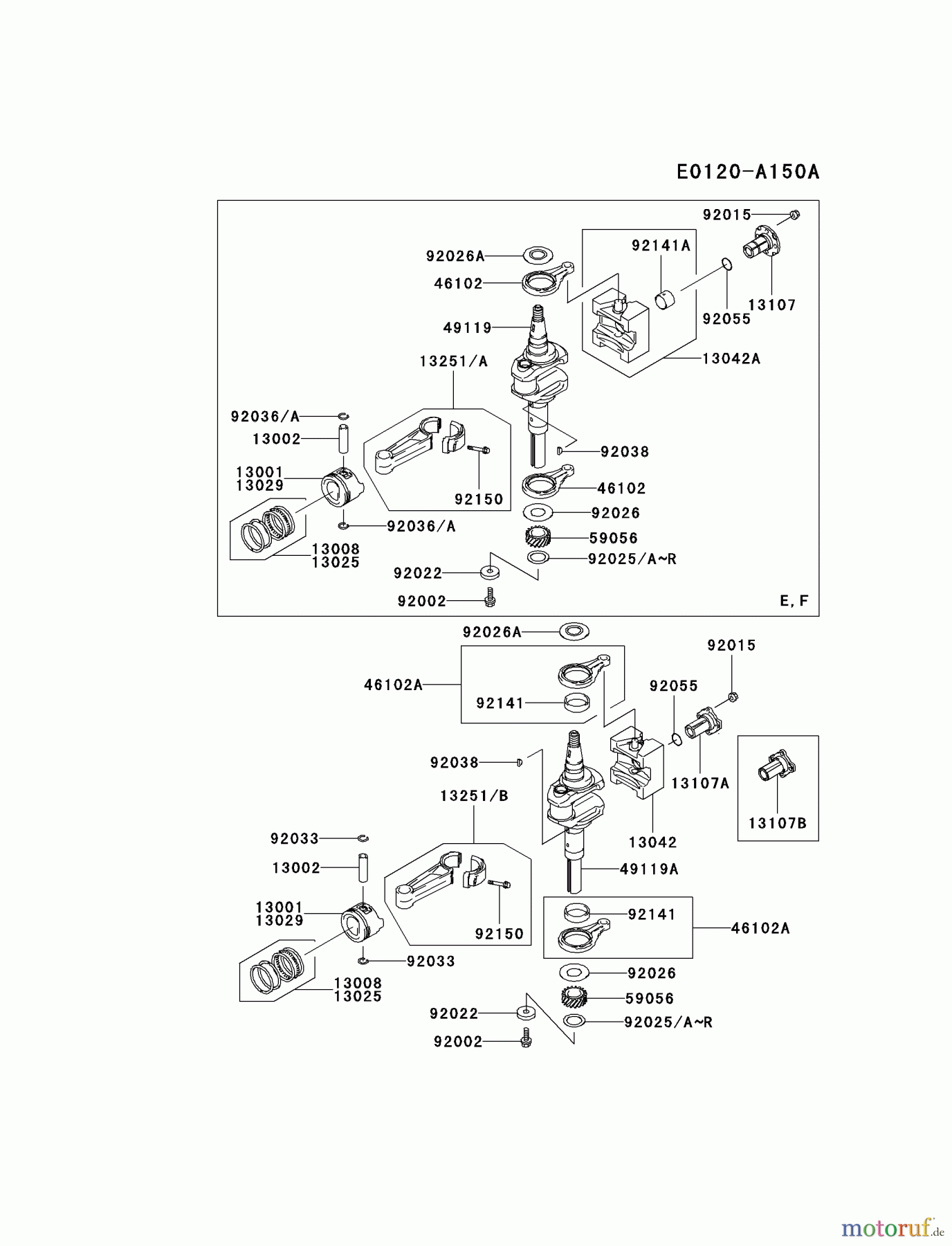 Kawasaki Motoren Motoren Vertikal FA210V - AS02 bis FH641V - DS24 FC420V-GS14 - Kawasaki FC420V 4-Stroke Engine PISTON/CRANKSHAFT #1