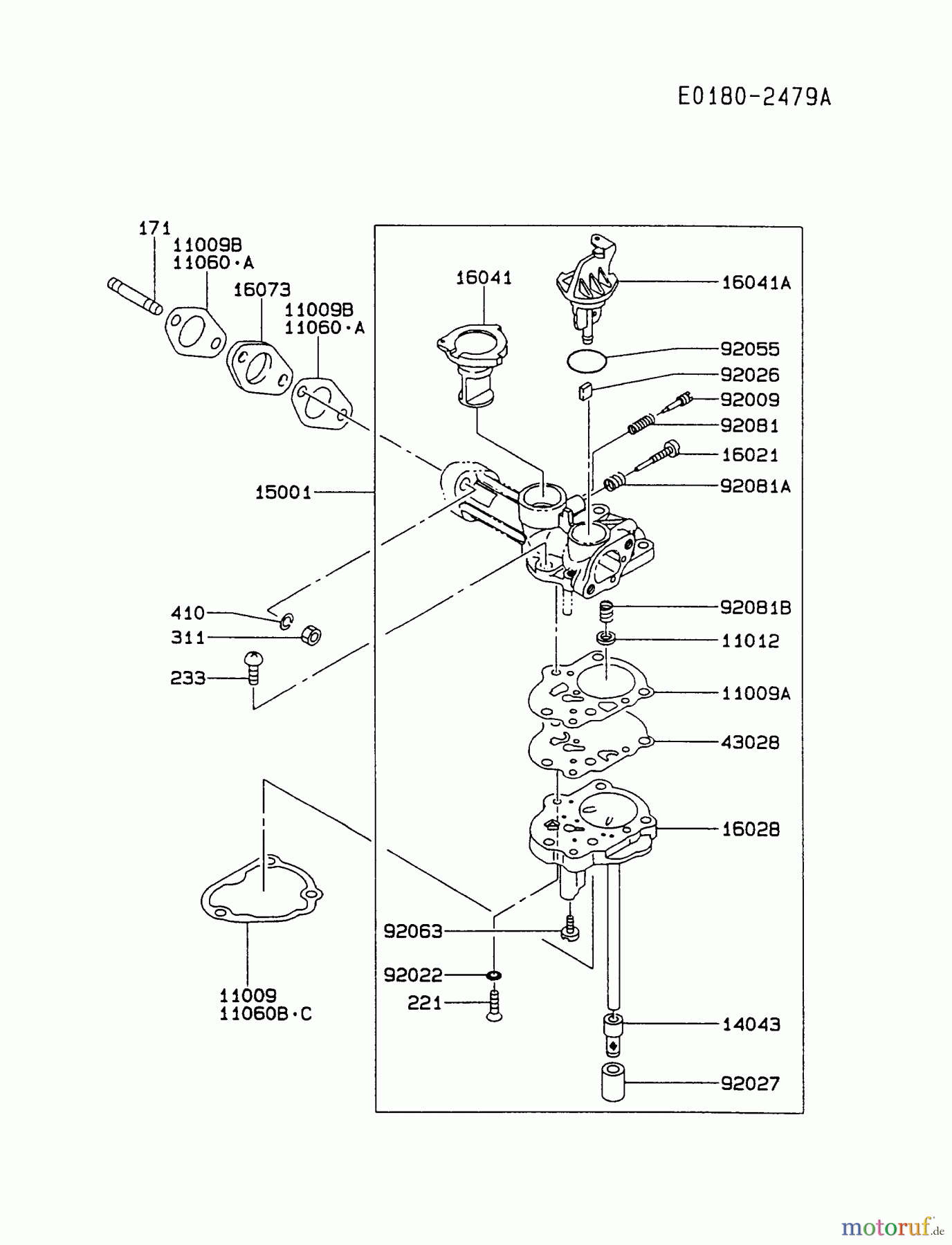 Kawasaki Motoren Motoren, Horizontal FA076D-FS04 - Kawasaki FA076D 4-Stroke Engine CARBURETOR