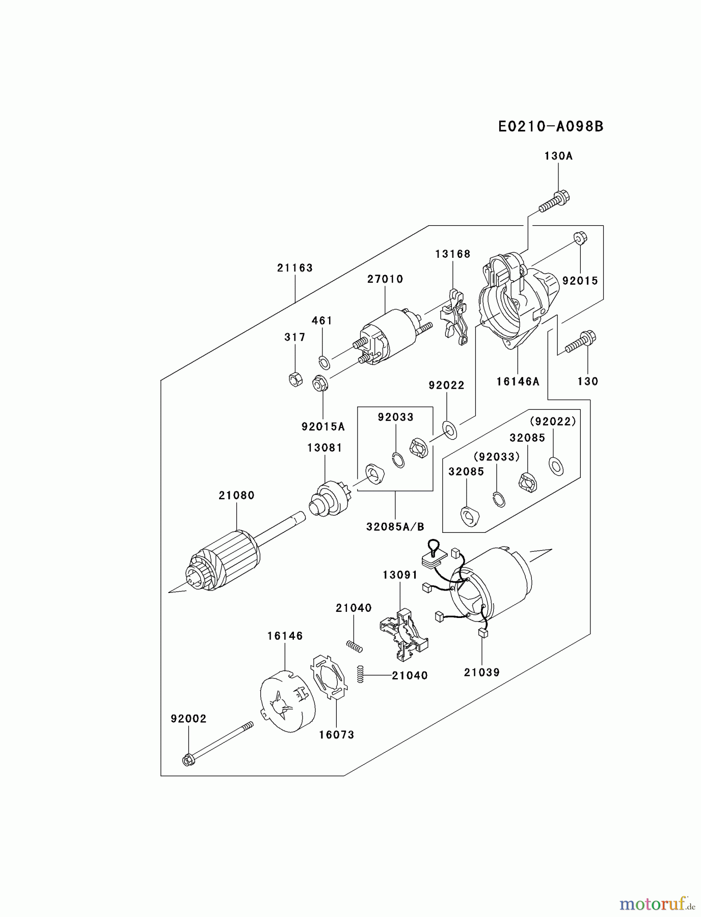 Kawasaki Motoren Motoren Vertikal FA210V - AS02 bis FH641V - DS24 FC420V-FS17 - Kawasaki FC420V 4-Stroke Engine STARTER
