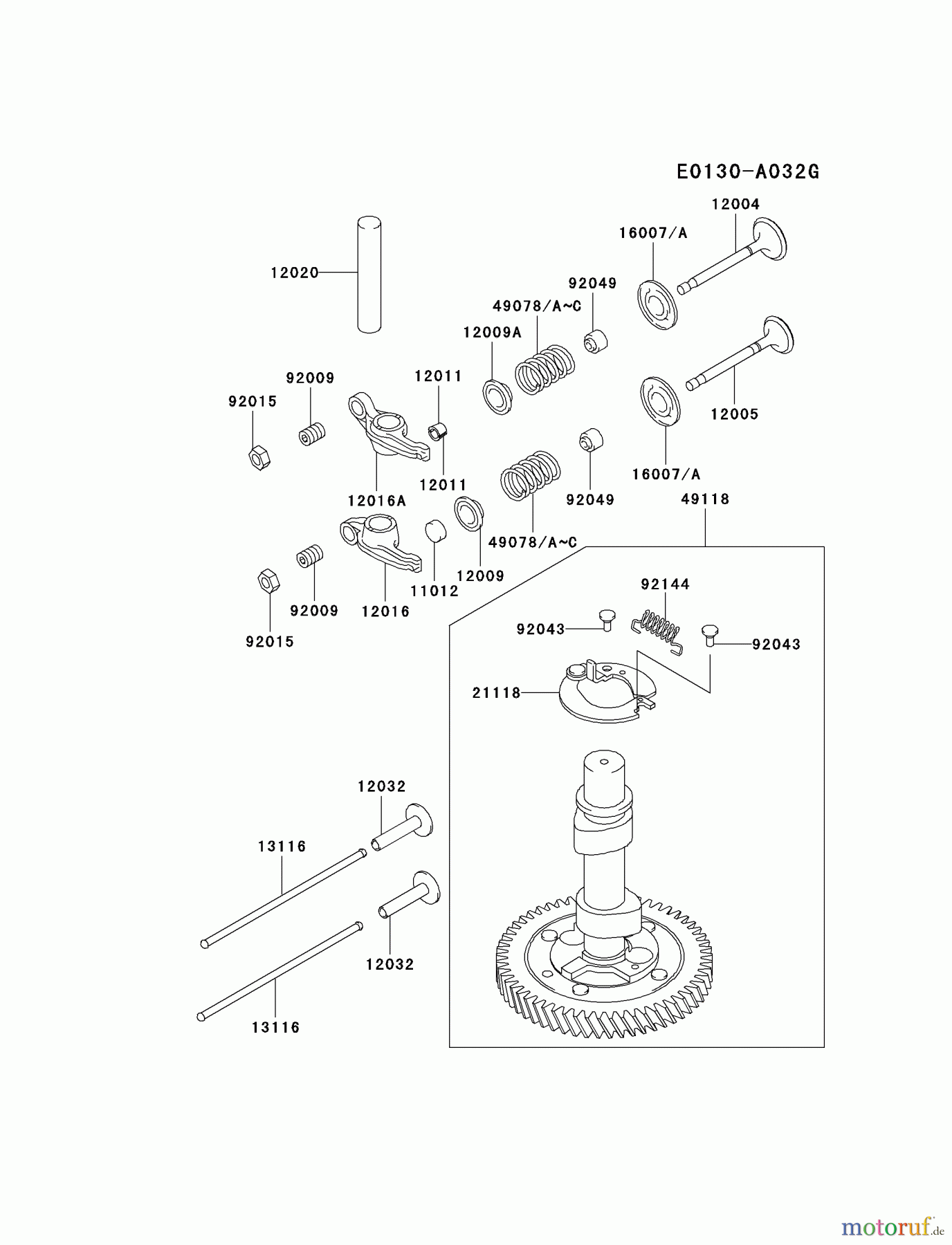 Kawasaki Motoren Motoren Vertikal FA210V - AS02 bis FH641V - DS24 FC420V-GS17 - Kawasaki FC420V 4-Stroke Engine VALVE/CAMSHAFT