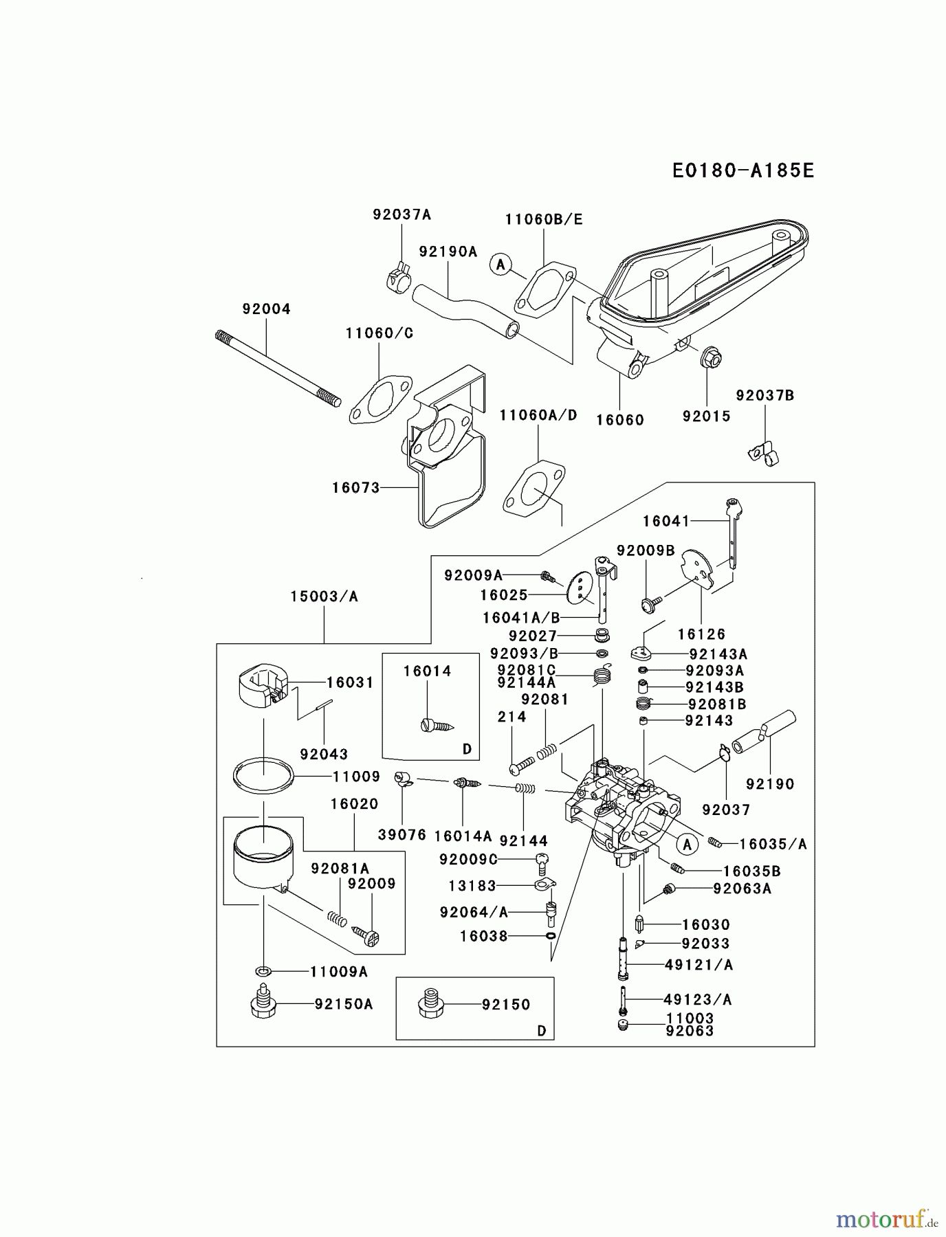Kawasaki Motoren Motoren Vertikal FA210V - AS02 bis FH641V - DS24 FC540V-DS13 - Kawasaki FC540V 4-Stroke Engine CARBURETOR #2