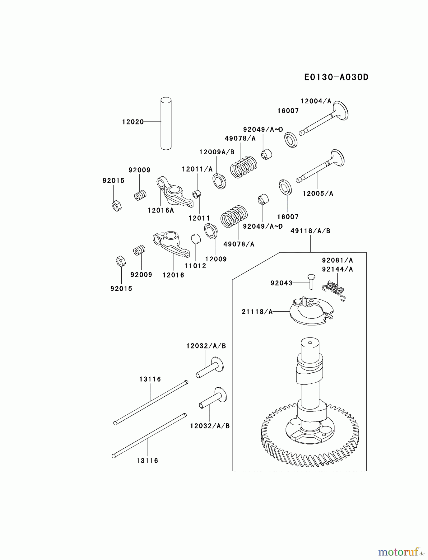 Kawasaki Motoren Motoren Vertikal FA210V - AS02 bis FH641V - DS24 FC540V-GS03 - Kawasaki FC540V 4-Stroke Engine VALVE/CAMSHAFT