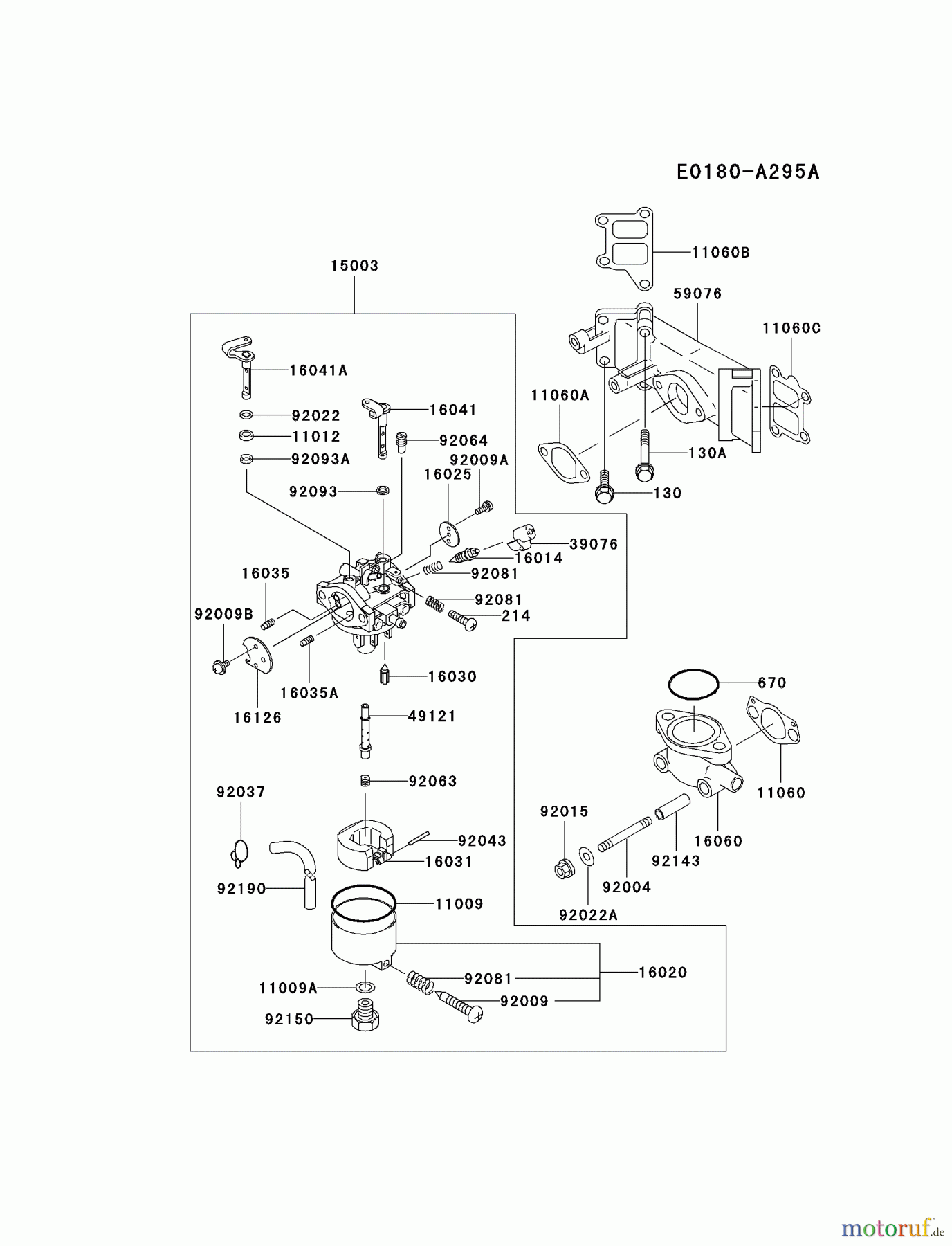 Kawasaki Motoren Motoren Vertikal FA210V - AS02 bis FH641V - DS24 FD440V-AS02 - Kawasaki FD440V 4-Stroke Engine CARBURETOR