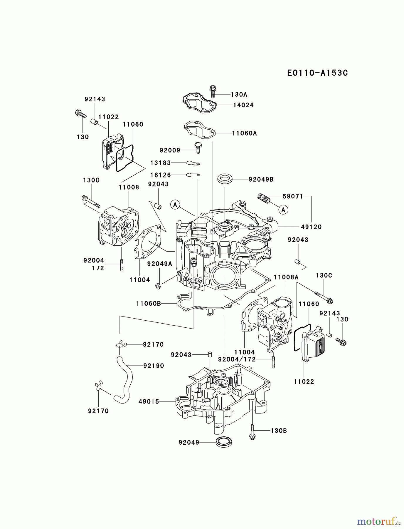  Kawasaki Motoren Motoren Vertikal FA210V - AS02 bis FH641V - DS24 FD440V-AS02 - Kawasaki FD440V 4-Stroke Engine CYLINDER/CRANKCASE