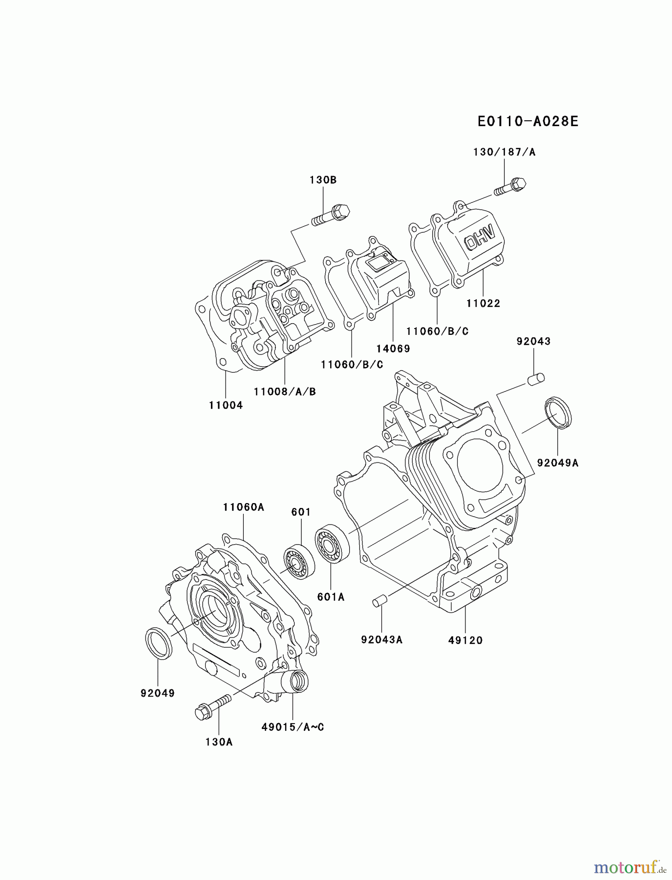  Kawasaki Geräte Stromerzeuger GEW90A-BS01 (GE2900A) - Kawasaki Generator CYLINDER/CRANKCASE #2