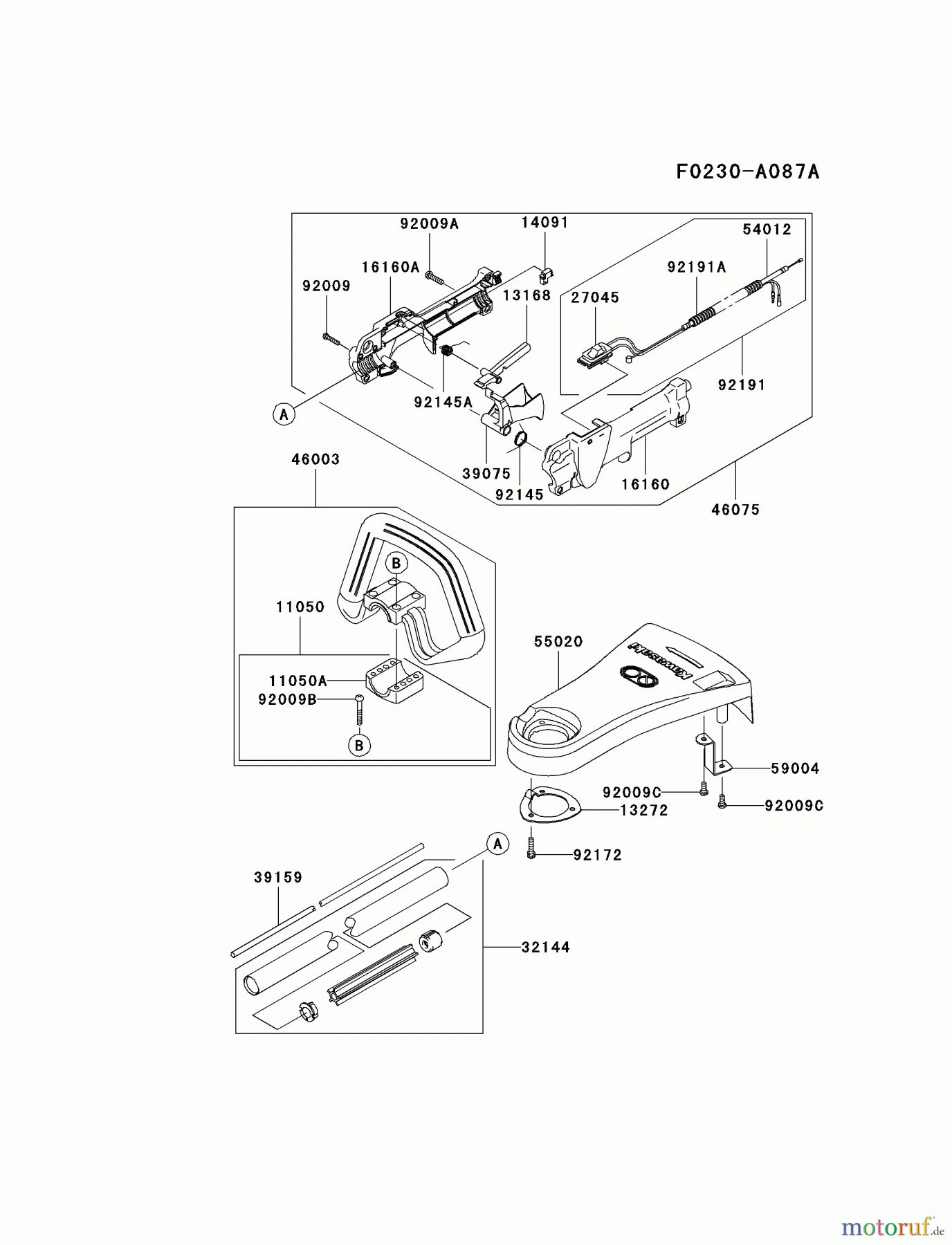  Kawasaki Geräte Trimmer, Faden / Bürste KTF27AC-A1 (KTF27AC) - Kawasaki Grass Trimmer PIPE/HANDLE/GUARD