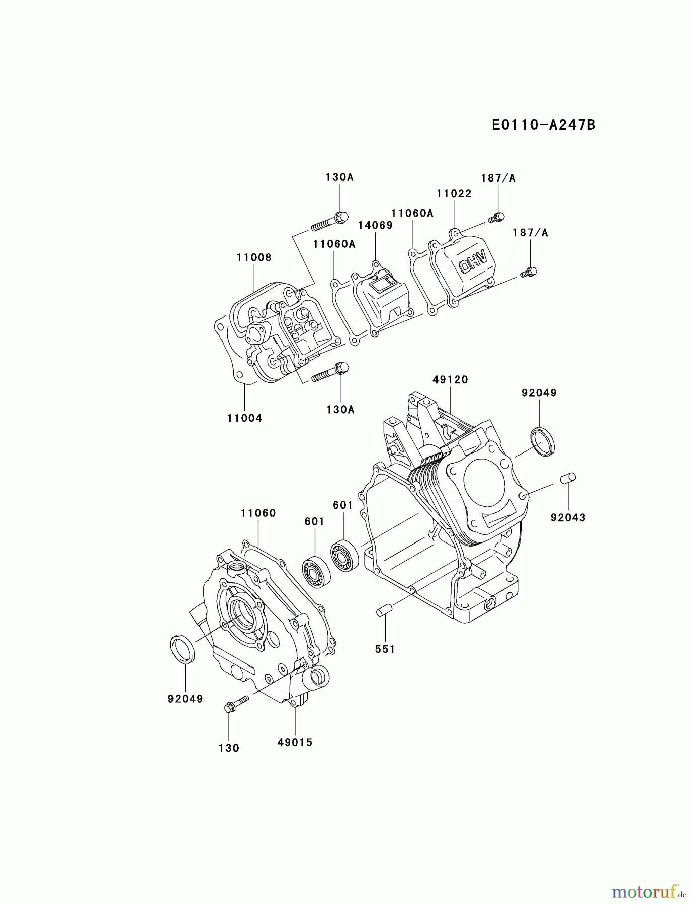  Kawasaki Geräte Wasserpumpen HC050A-BS00 - Kawasaki Water Pump KWN20A CYLINDER/CRANKCASE