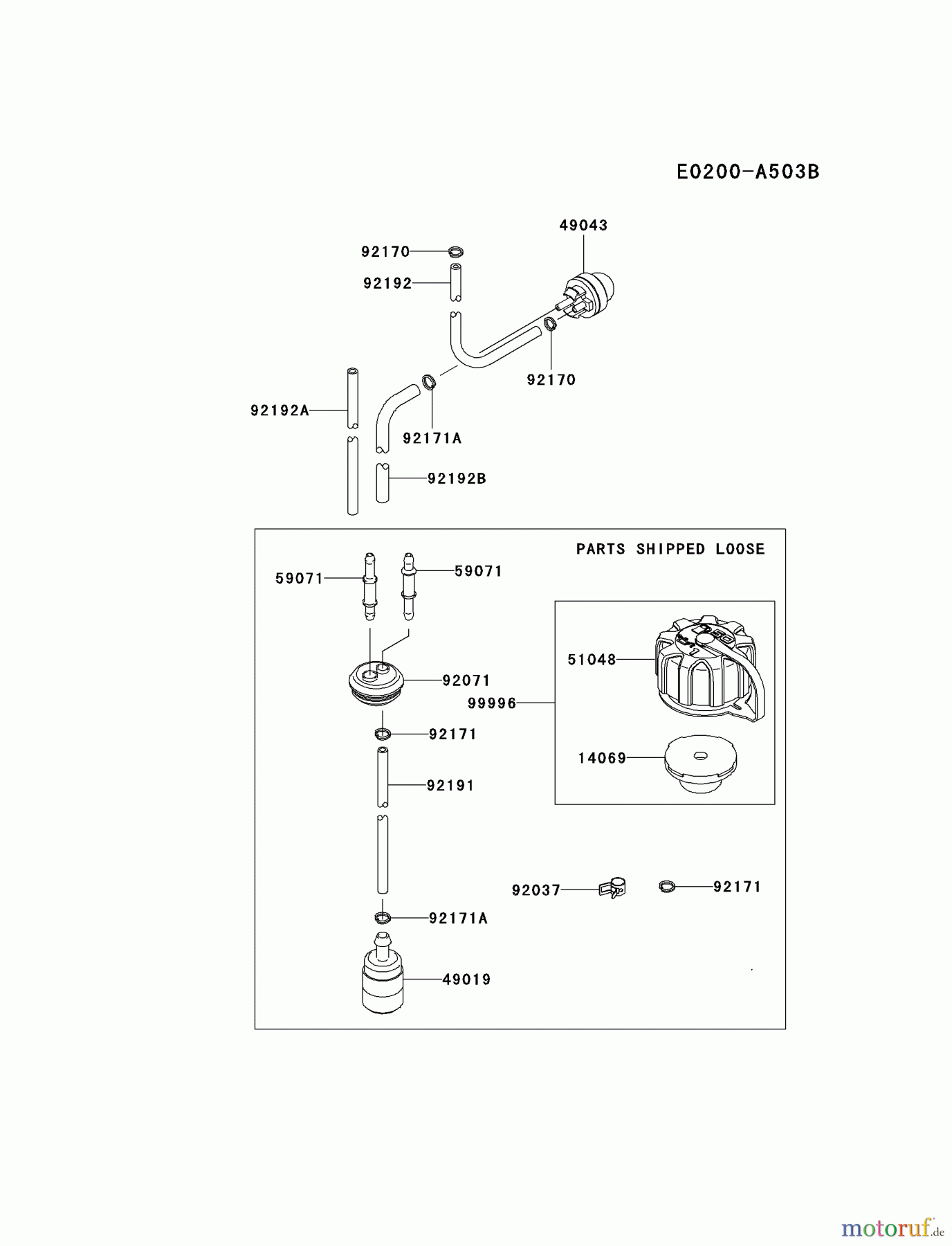  Kawasaki Geräte Bläser / Sauger / Häcksler / Zerkleinerer KRB750AC-A1 (KRB750AC) - Kawasaki Backpack Blower FUEL-TANK/FUEL-VALVE