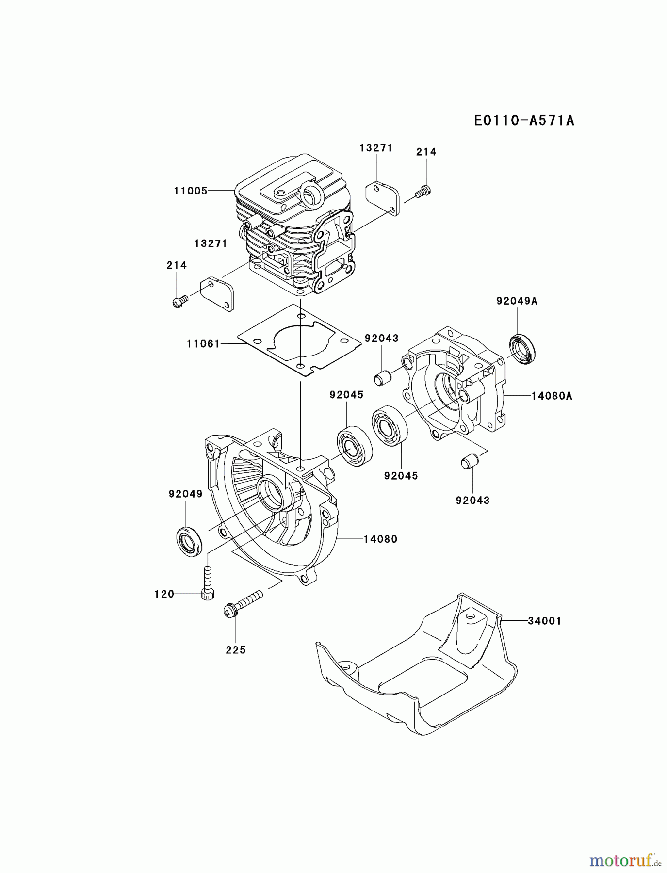  Kawasaki Geräte Kantenschneider KEL27B-A1 (KEL27B) - Kawasaki Edger CYLINDER/CRANKCASE