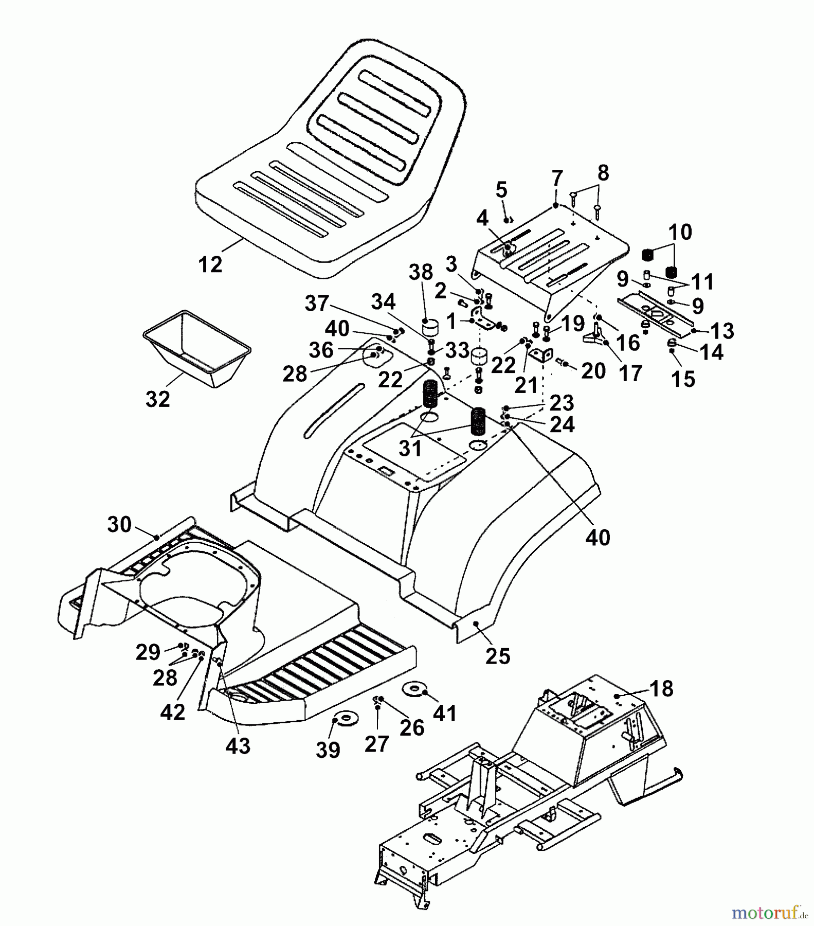 Wolf-Garten Lawn tractors Trac OHV 7 6205000 Series C (2004) Frame, Seat, Fender