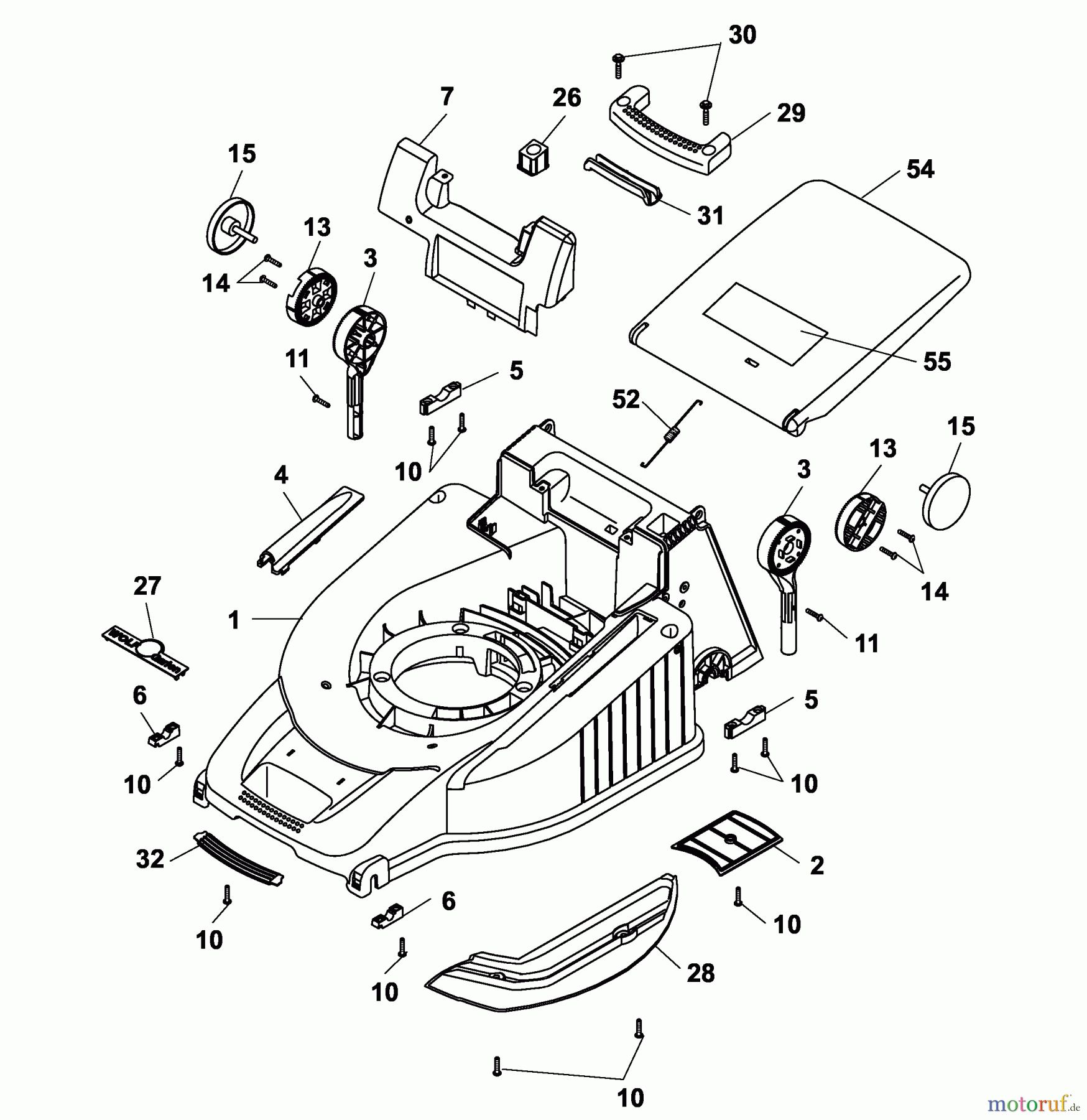 Wolf-Garten Battery mower self propelled Premio 40 ACA 4045000 Series B (2003) Deck housing