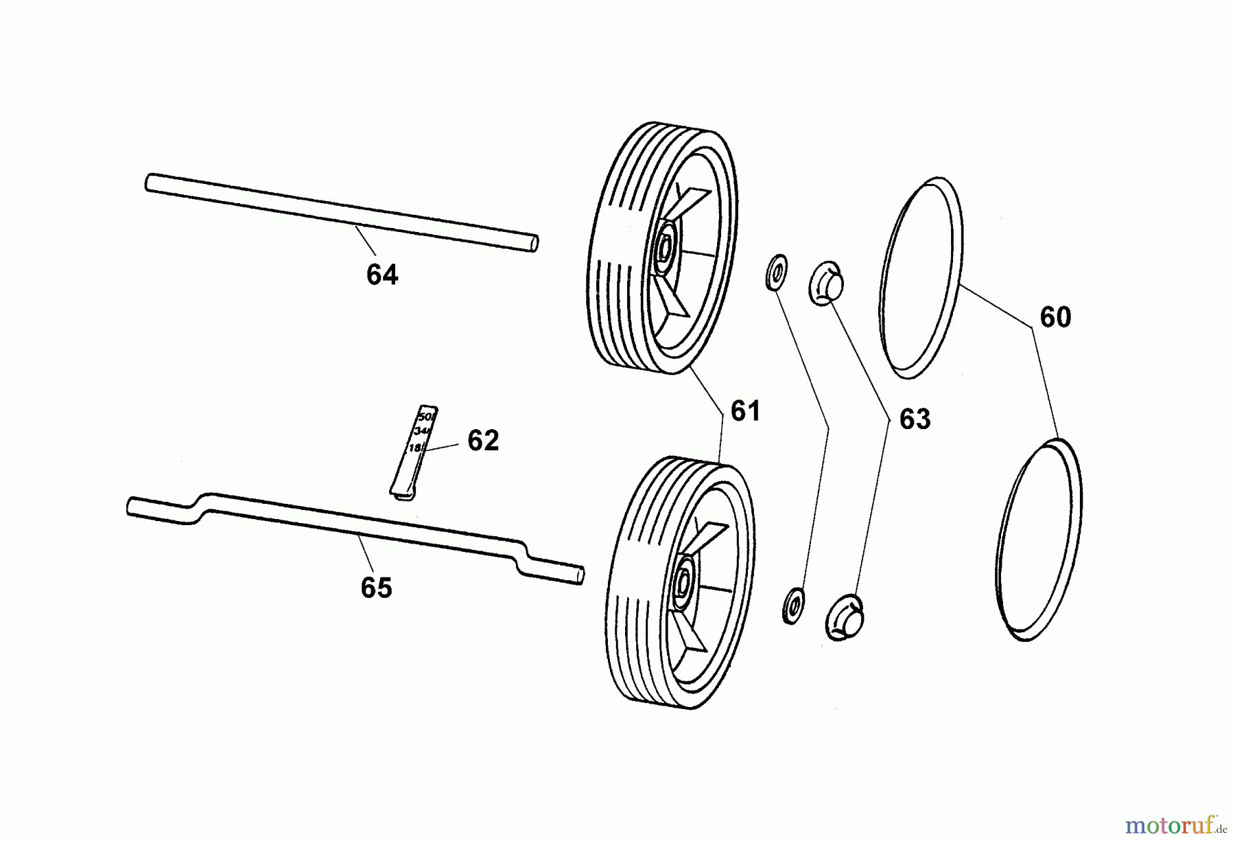  Wolf-Garten Battery mower P 32 E 9 4911001 Series D-F  (2003) Wheels, Cutting hight adjustment