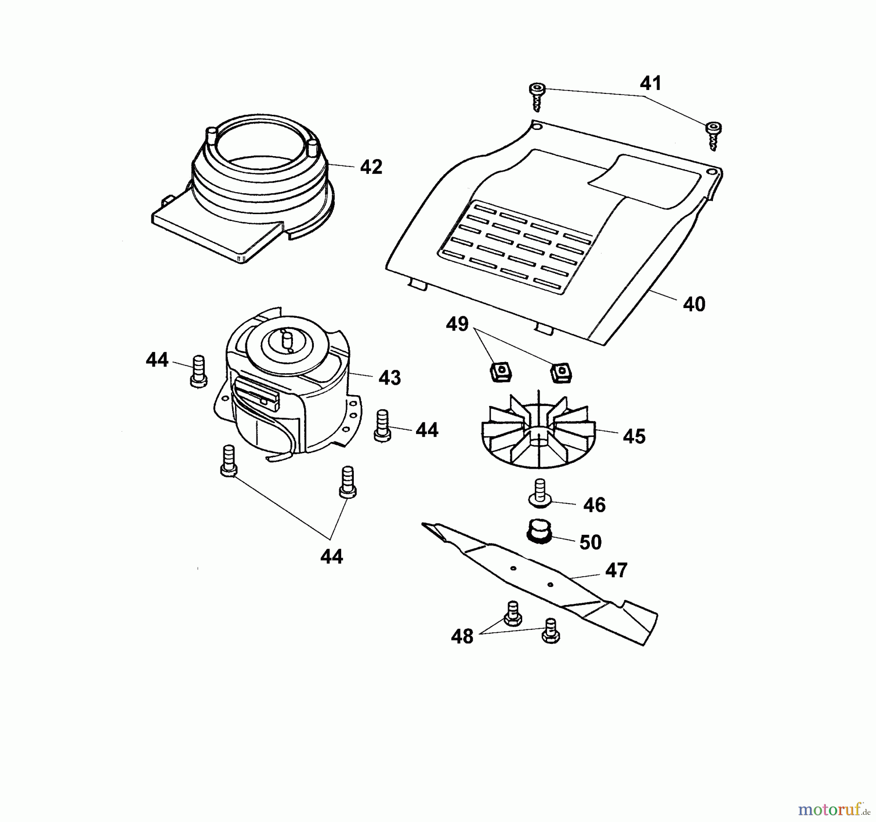  Wolf-Garten Electric mower P 32 E 9 4901001 Series C-E  (2003) Cover engine, Blade, Engine