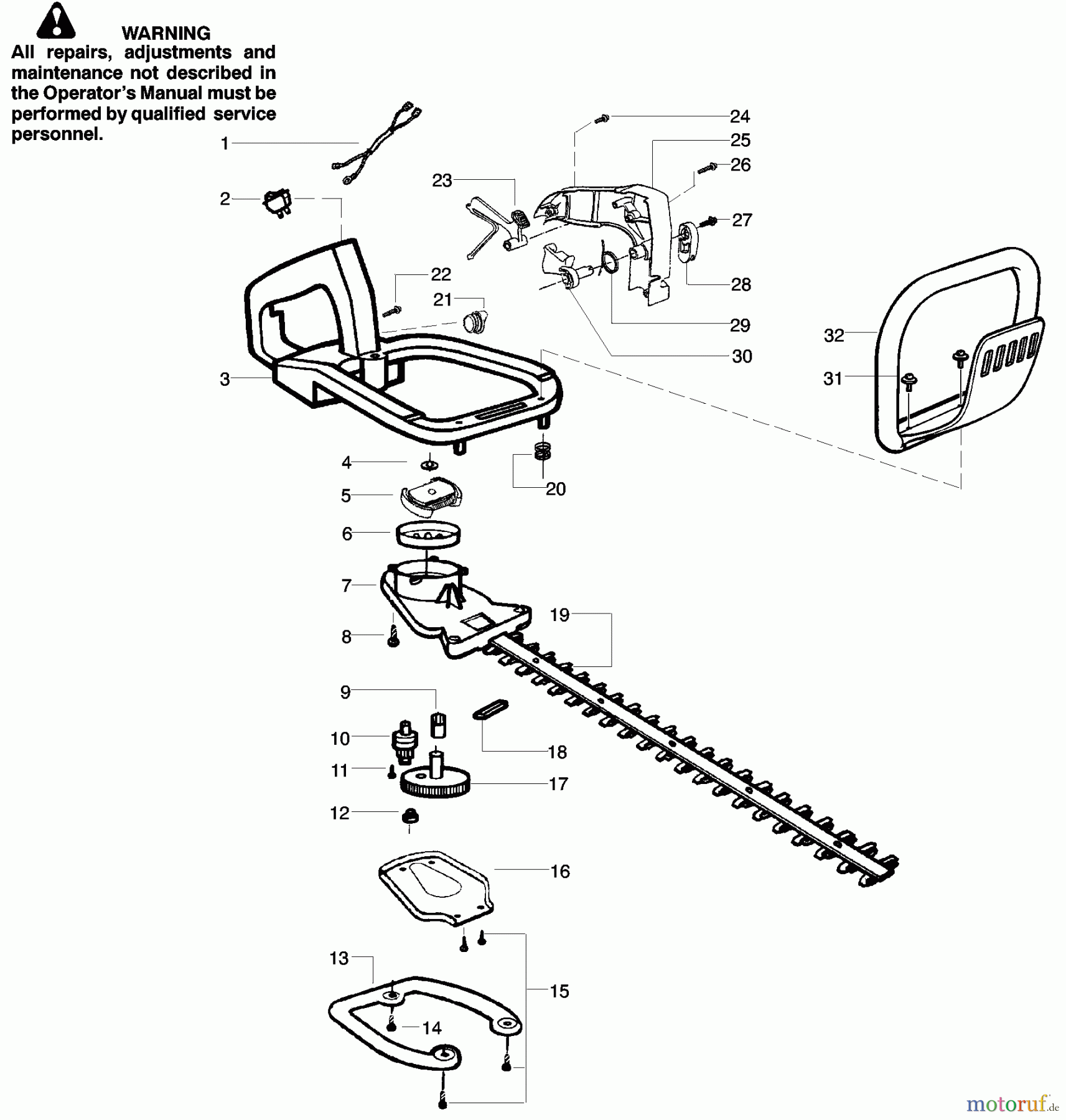 Poulan / Weed Eater Heckenscheren GHT180 (Type 5) - Weed Eater Hedge Trimmer Handle & Blade Assembly
