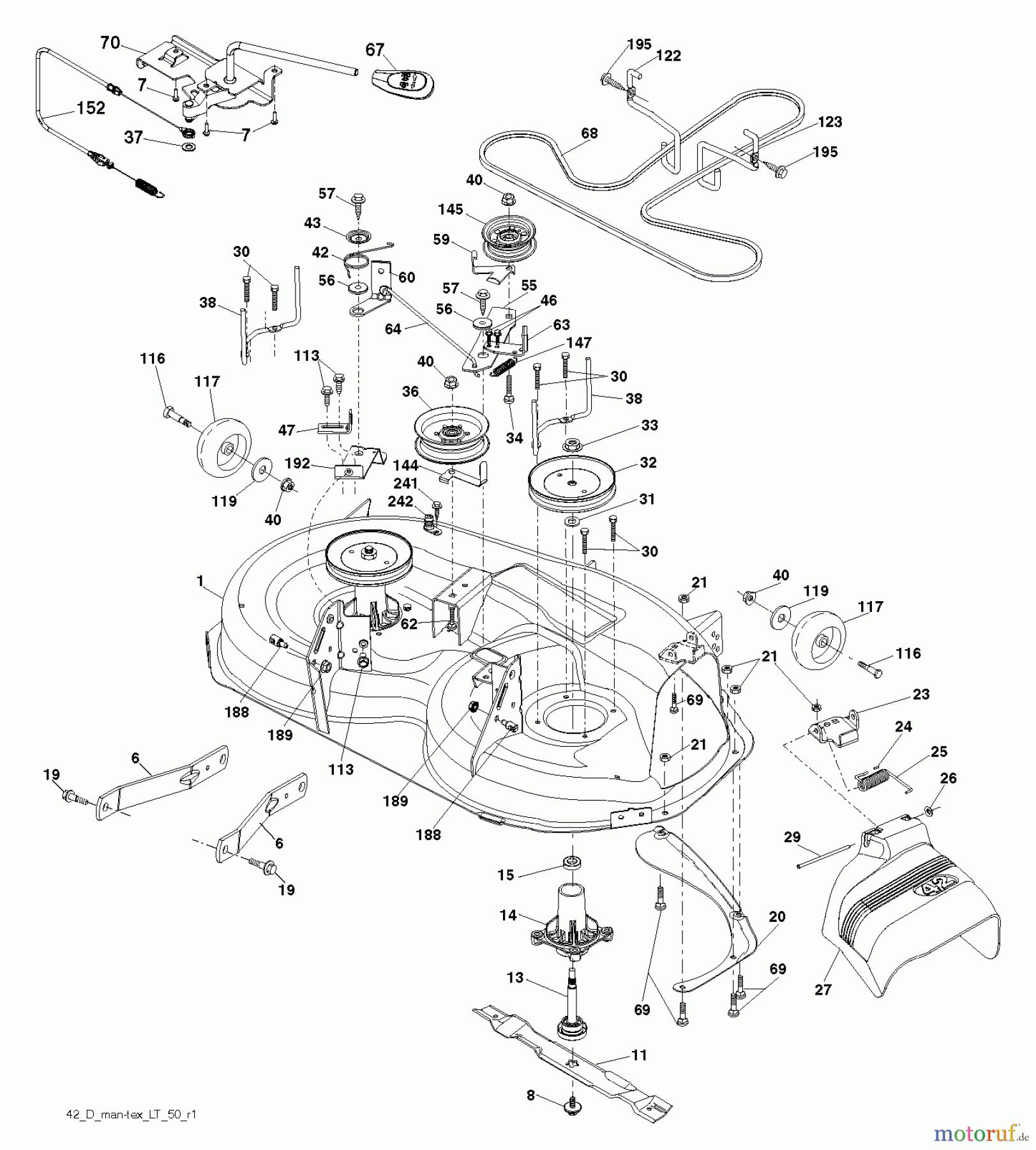 Poulan / Weed Eater Rasen und Gartentraktoren PB20A42LT (96048004900) - Poulan Pro Lawn Tractor (2012-11) MOWER DECK / CUTTING DECK