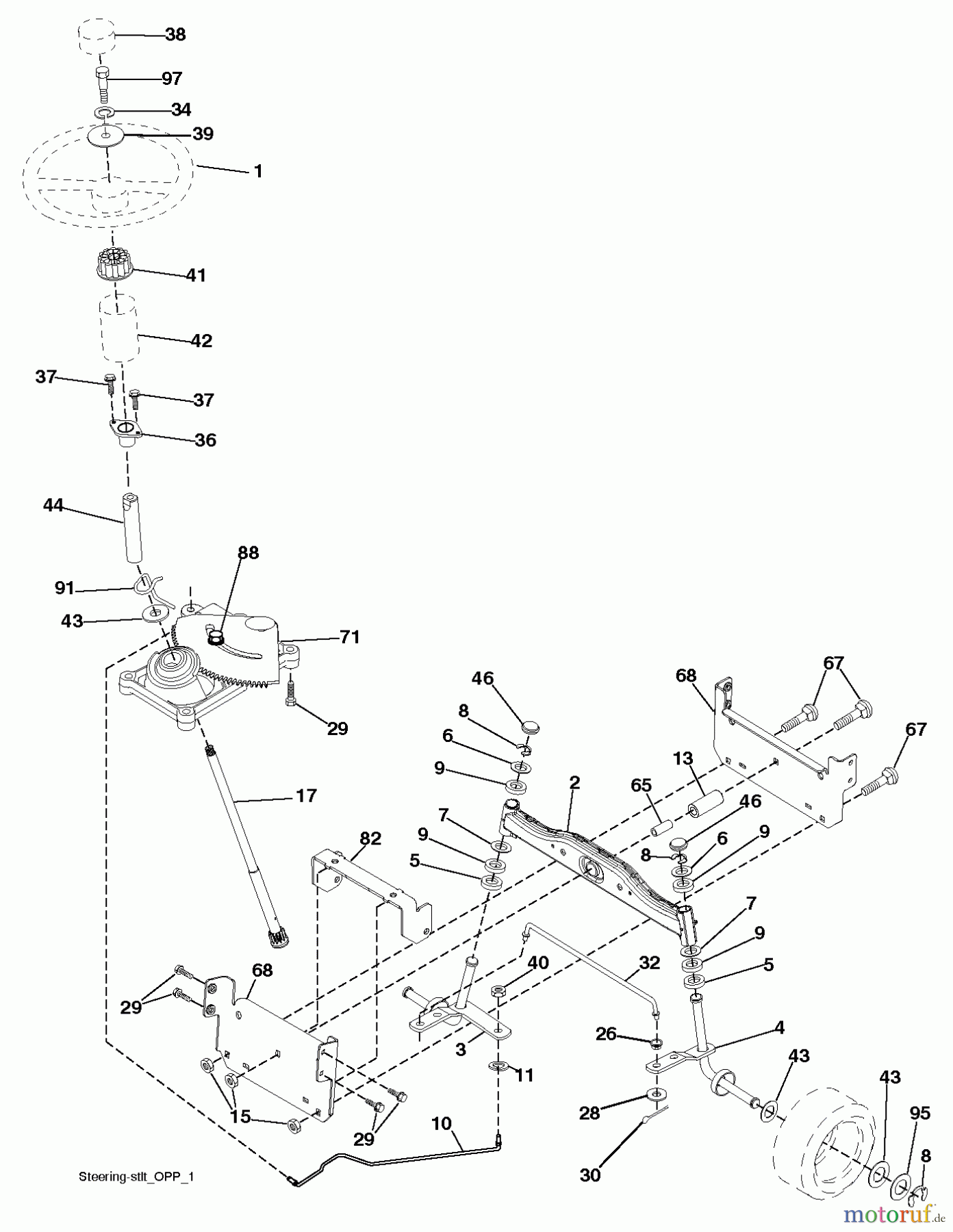 Poulan / Weed Eater Rasen und Gartentraktoren PB17542LT (96012012500) - Poulan Pro Lawn Tractor (2012-08) STEERING