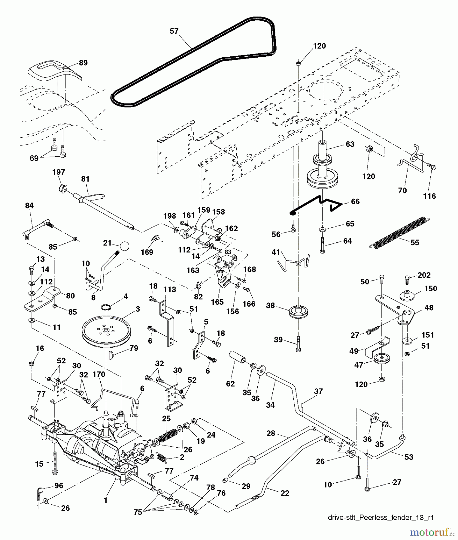  Poulan / Weed Eater Rasen und Gartentraktoren PO17542LT (96018000401) - Poulan Lawn Tractor (2011-08) DRIVE