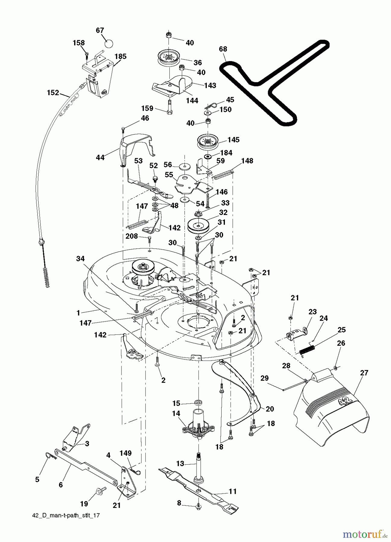  Poulan / Weed Eater Rasen und Gartentraktoren PO19542LT (96012012100) - Poulan Lawn Tractor (2011-03) MOWER DECK / CUTTING DECK