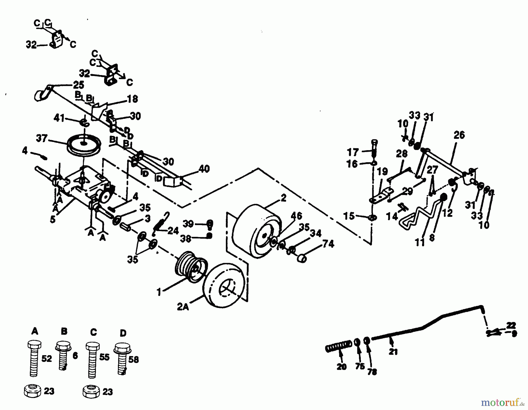  Poulan / Weed Eater Rasen und Gartentraktoren PP1438B - Poulan Pro Lawn Tractor TRANSAXLE AND REAR WHEEL