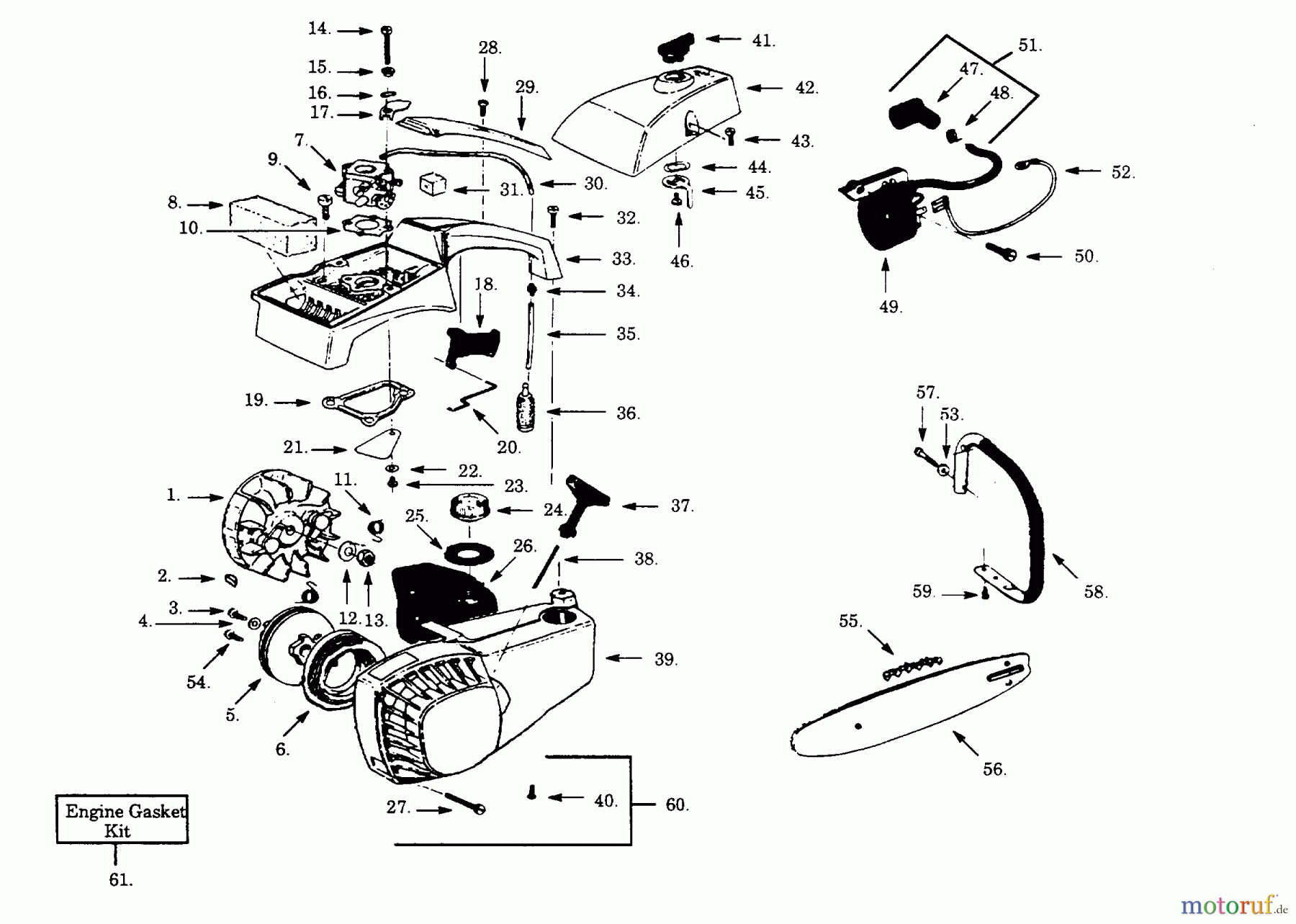 Poulan / Weed Eater Motorsägen PP180C - Poulan Pro Chainsaw EXTERNAL POWER UNIT