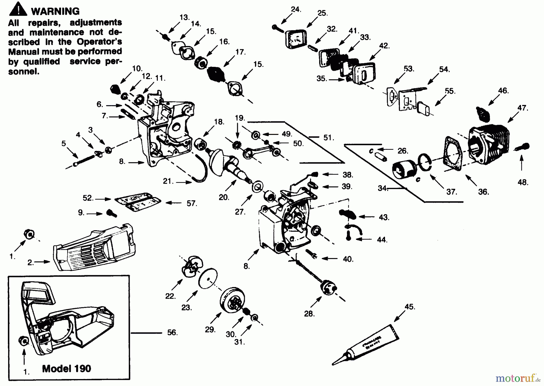 Poulan / Weed Eater Motorsägen PP190 - Poulan Pro Chainsaw INTERNAL POWER UNIT