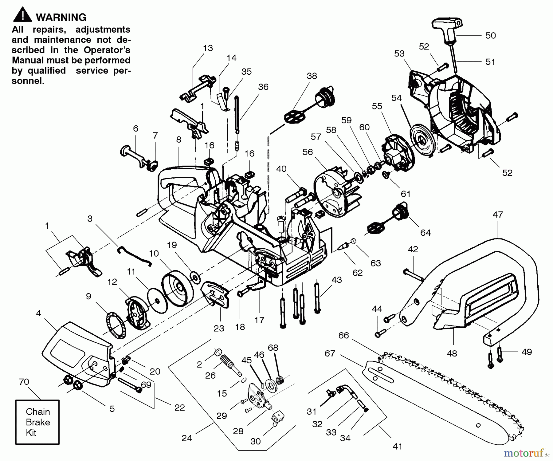 Poulan / Weed Eater Motorsägen PP210 - Poulan Pro Chainsaw Handle, Chassis & Bar Assembly