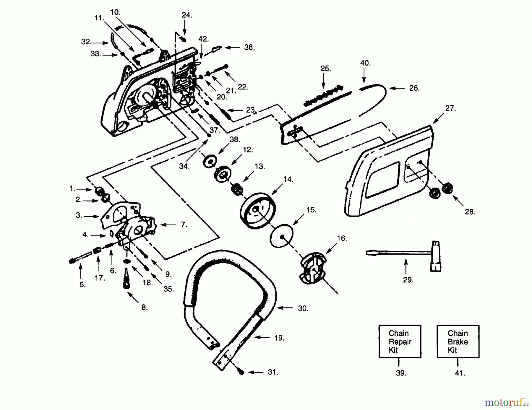 Poulan / Weed Eater Motorsägen PP335 - Poulan Pro Chainsaw HANDLE, CHAIN & BAR