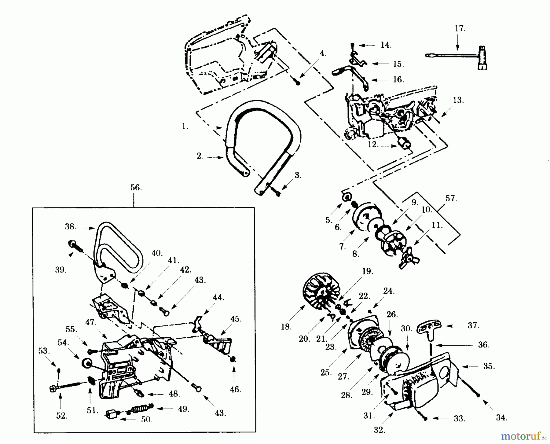 Poulan / Weed Eater Motorsägen PP395 - Poulan Pro Chainsaw CLUTCH & HANDLE