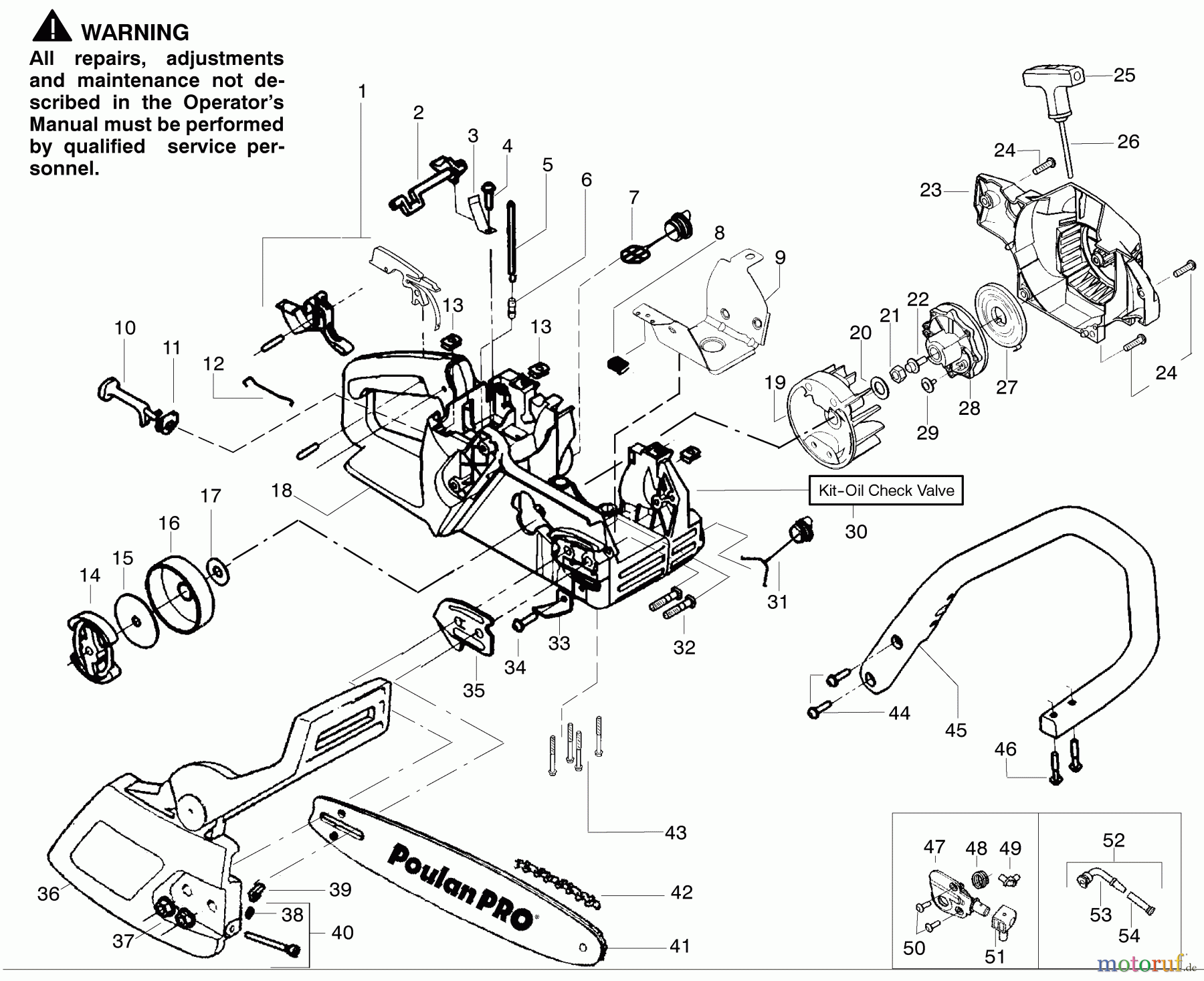  Poulan / Weed Eater Motorsägen PPB1838LE - Poulan Pro Chainsaw Chassis & Handle Assembly