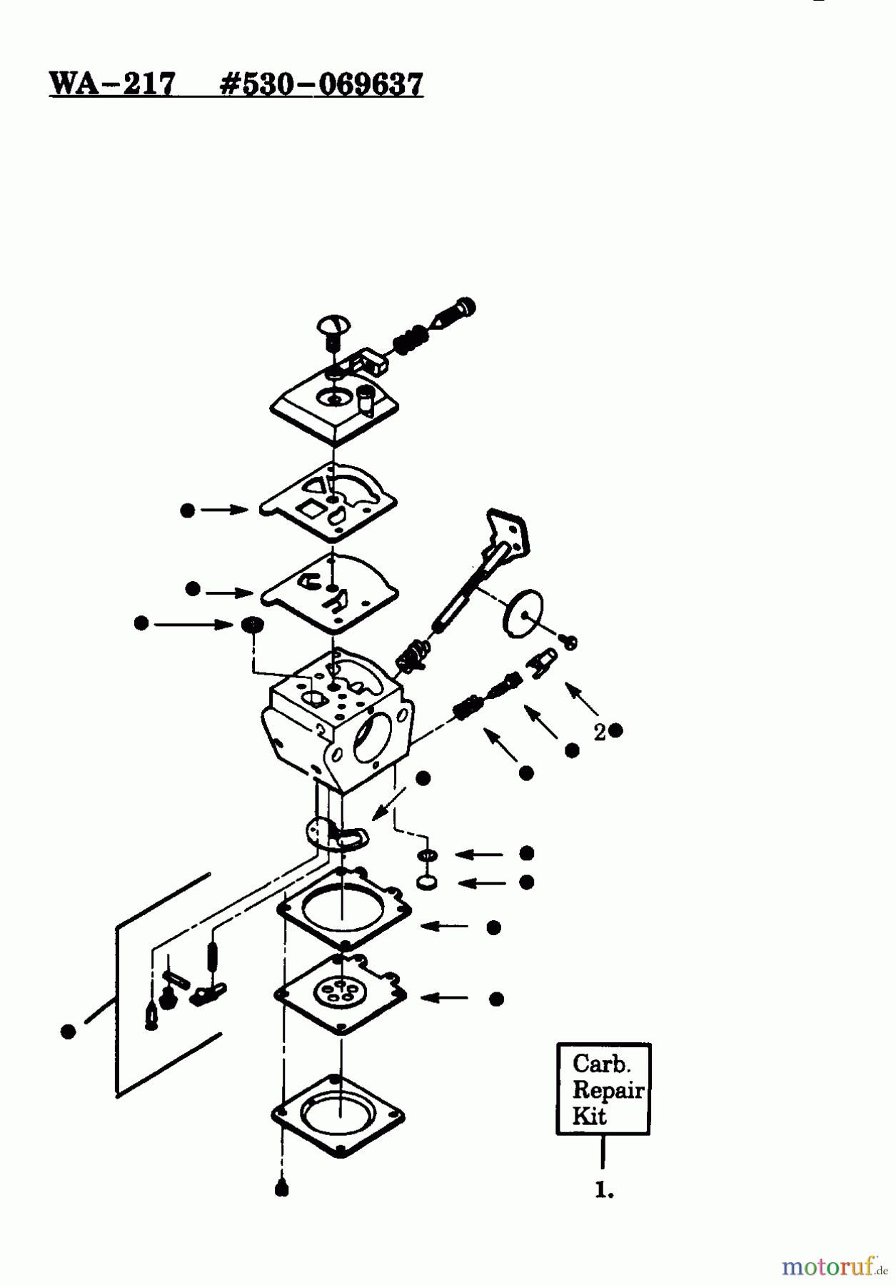 Poulan / Weed Eater Motorsensen, Trimmer PP111 - Poulan Pro String Trimmer CARBURETOR WA-217