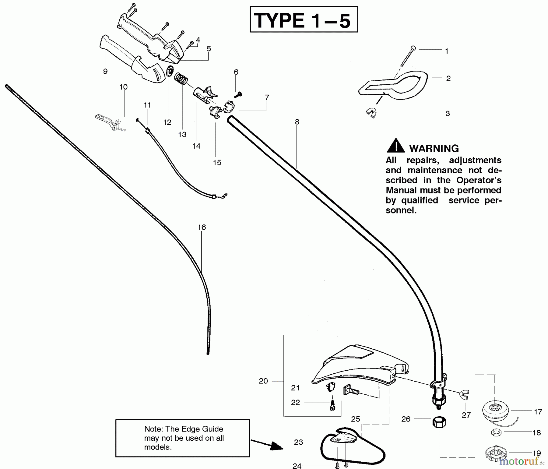 Poulan / Weed Eater Motorsensen, Trimmer TE400CXL (Type 2) - Weed Eater String Trimmer Handle & Controls Type 1-5
