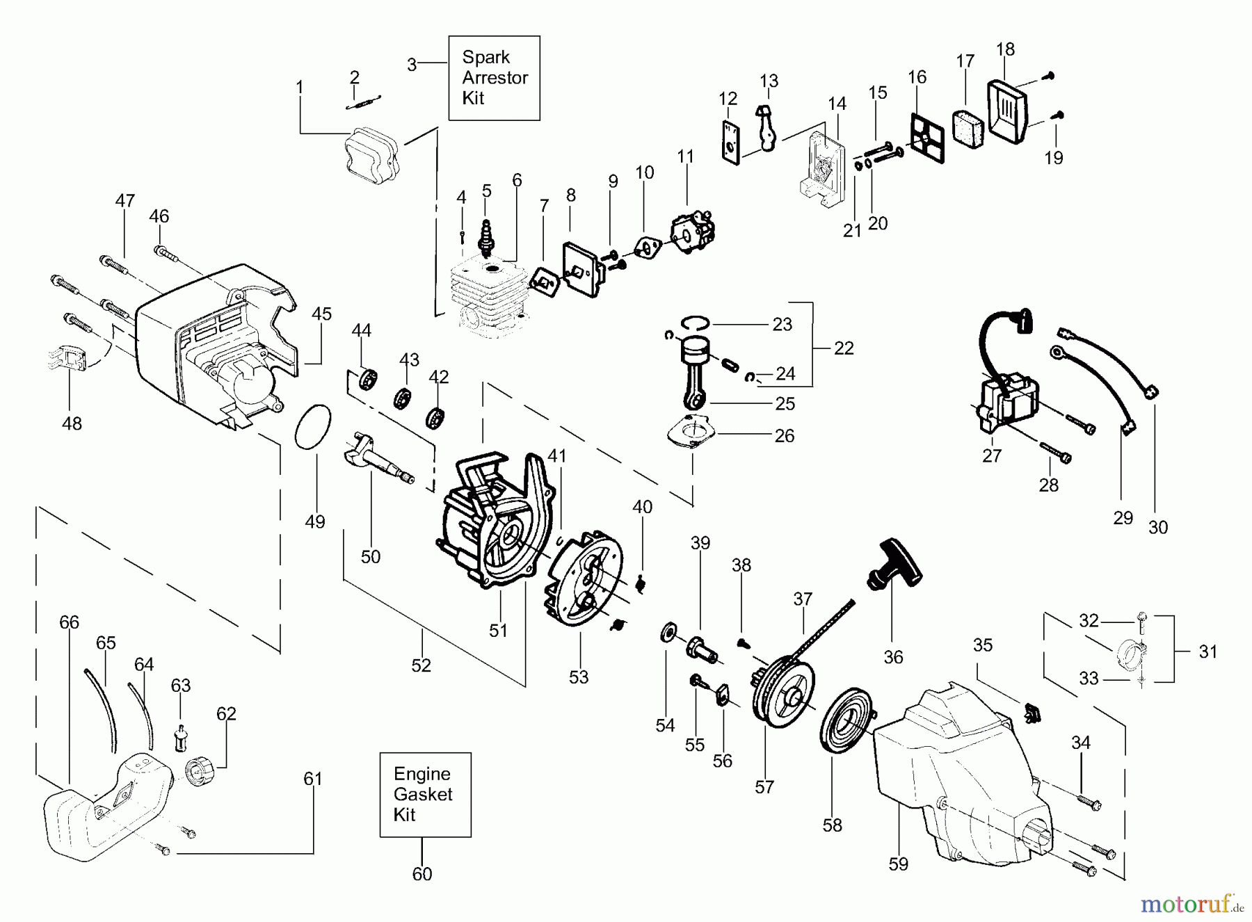 Poulan / Weed Eater Motorsensen, Trimmer XT25 - Weed Eater String Trimmer Engine Assembly