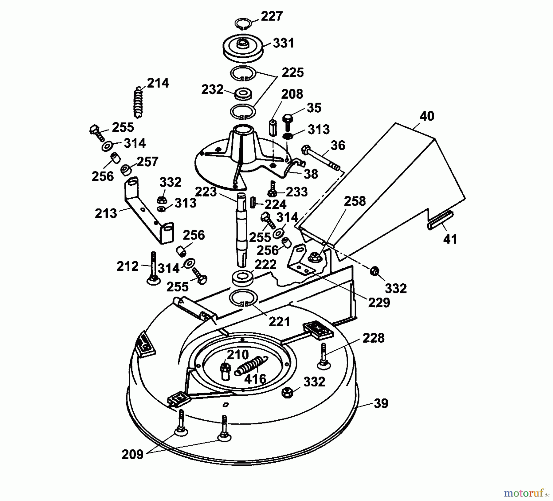  Wolf-Garten Scooter OHV 3 6995000 Series A  (2001) Deck housing, Spindle