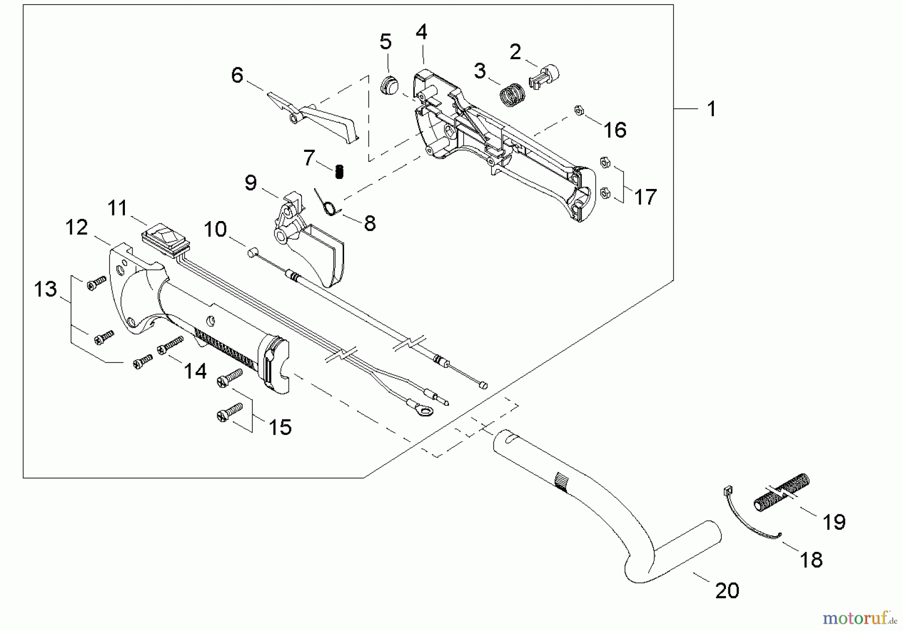 Shindaiwa Heckenscheren HT231 - Shindaiwa Hedge Trimmer, Single-Sided, S/N: T08511001001 - T085119999 Rear Handle, Throttle Control