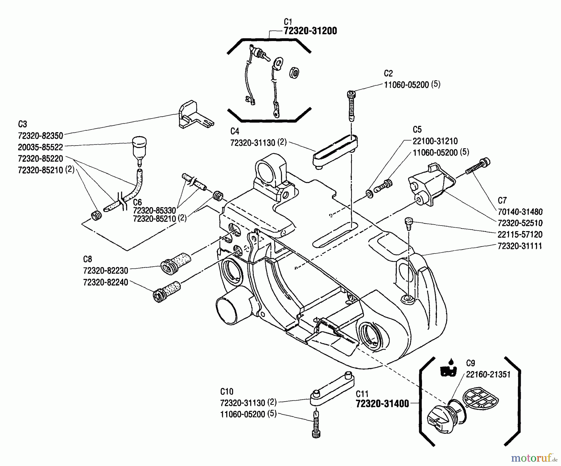  Shindaiwa Sägen, Motorsägen 357 - Shindaiwa Chainsaw Engine Cover