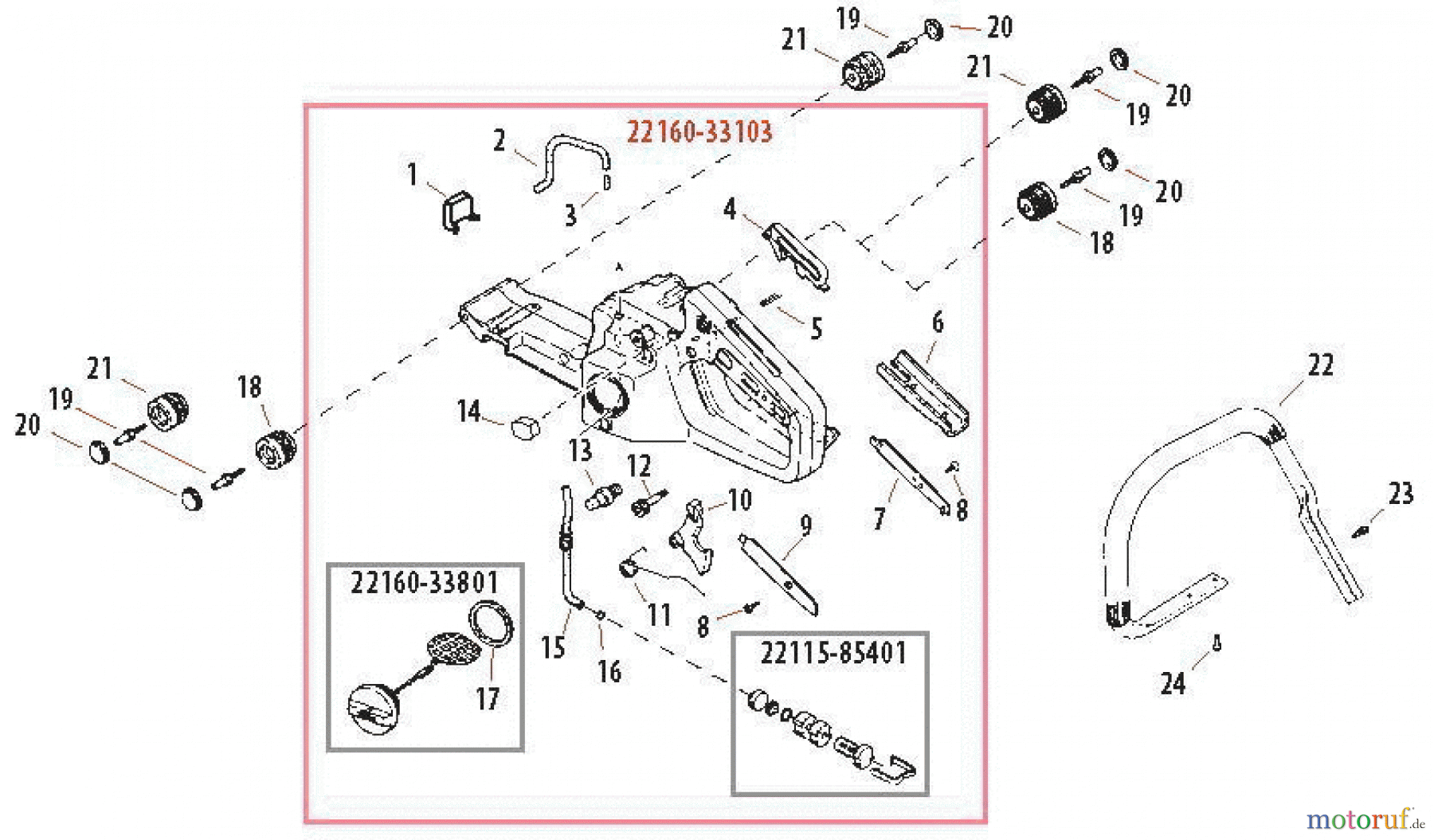  Shindaiwa Sägen, Motorsägen 488P - Shindaiwa Chainsaw Handle, Front/Rear