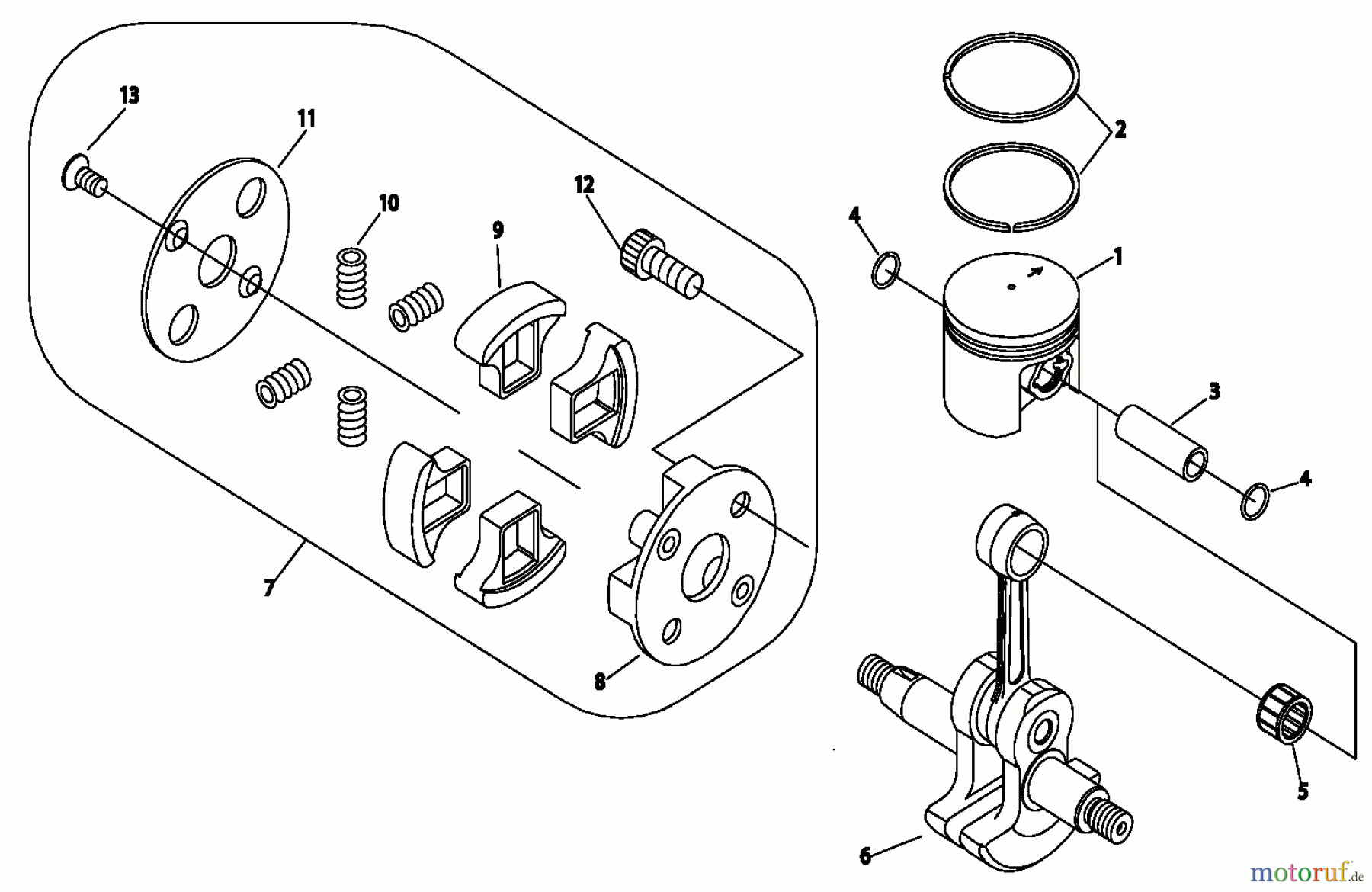Shindaiwa Trimmer, Faden / Bürste B450 AUS - Shindaiwa String Trimmer / Brush Cutter, S/N: 20003851 - 20004630 Clutch, Piston
