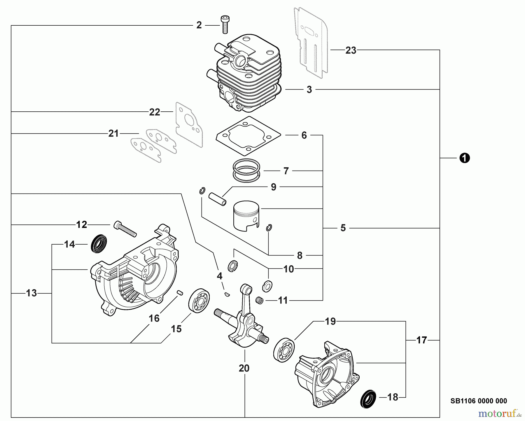  Shindaiwa Trimmer, Faden / Bürste C242 - Shindaiwa String Trimmer / Brush Cutter, S/N: T16611001001 - T16611999999 Engine, Short Block -- SB1106