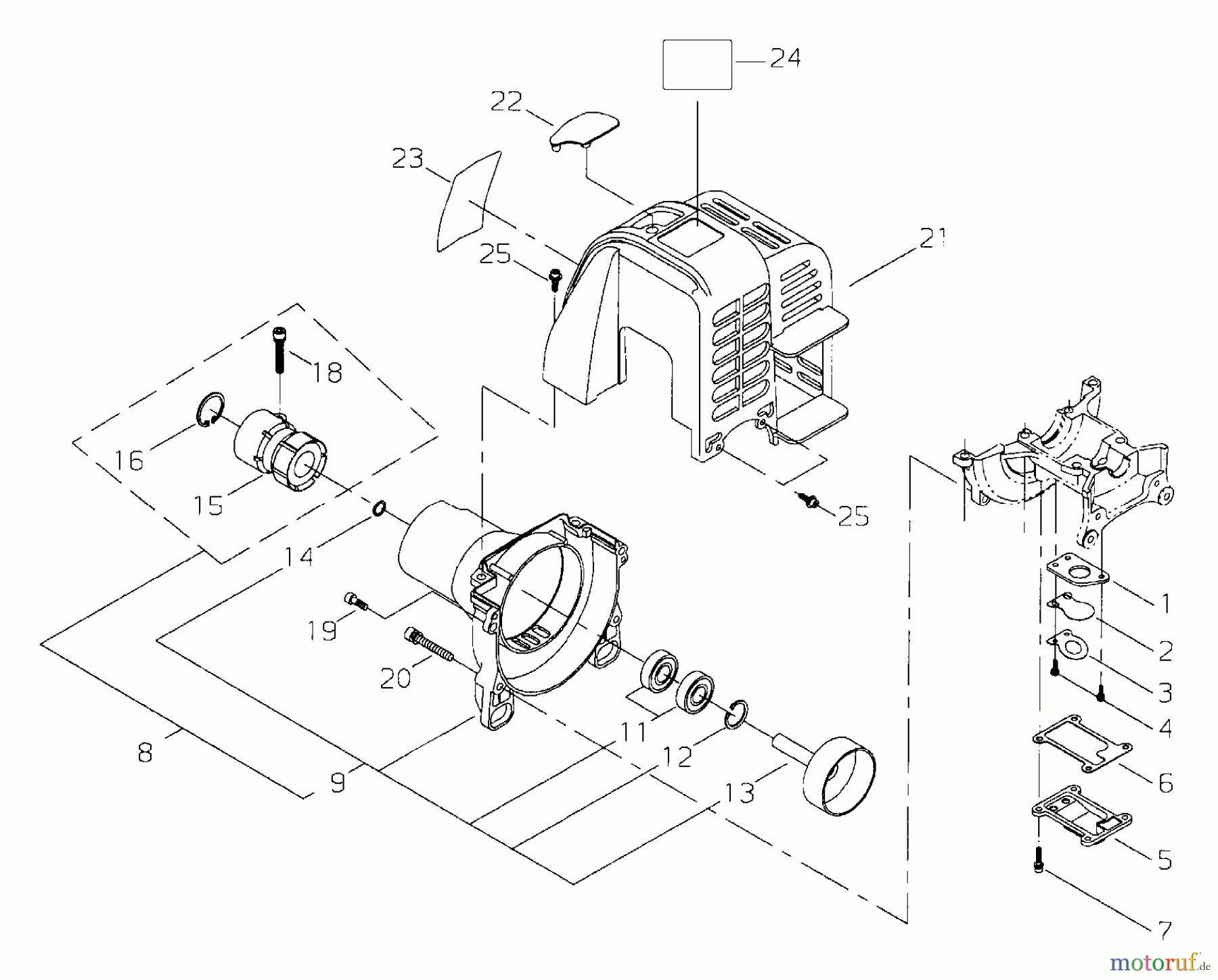Shindaiwa Trimmer, Faden / Bürste T2510 - Shindaiwa String Trimmer Cylinder Cover, Fan Cover, Reed Valve