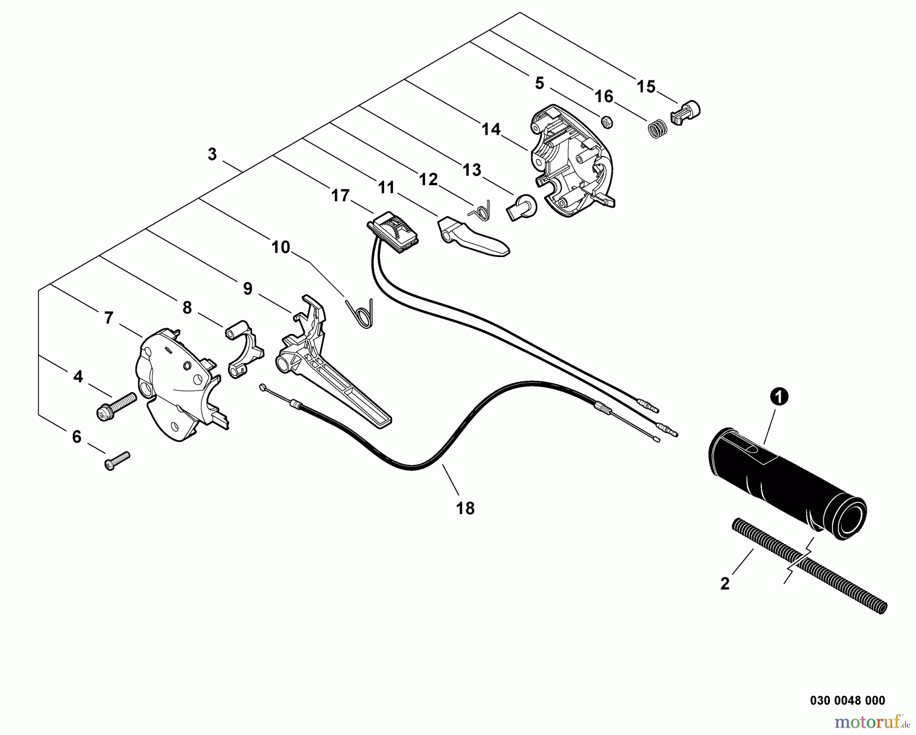  Shindaiwa Trimmer, Faden / Bürste T254 - Shindaiwa String Trimmer, S/N: T10311001001 - T10311999999 Control Handle, Throttle Cable