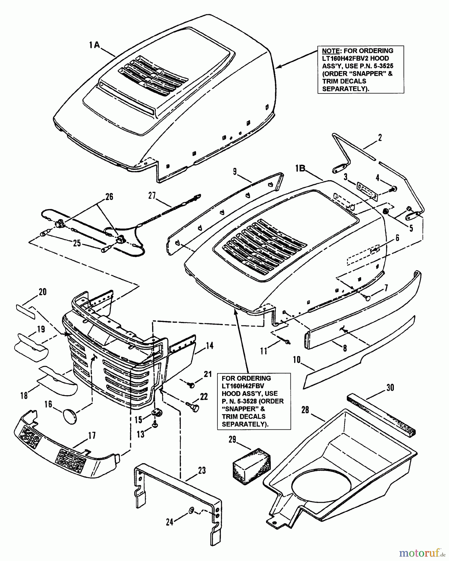  Snapper Zubehör. Rasenmäher 7060947 - Snapper Bag N-Wagon, 30 Bushel LT160H42FBV2 42