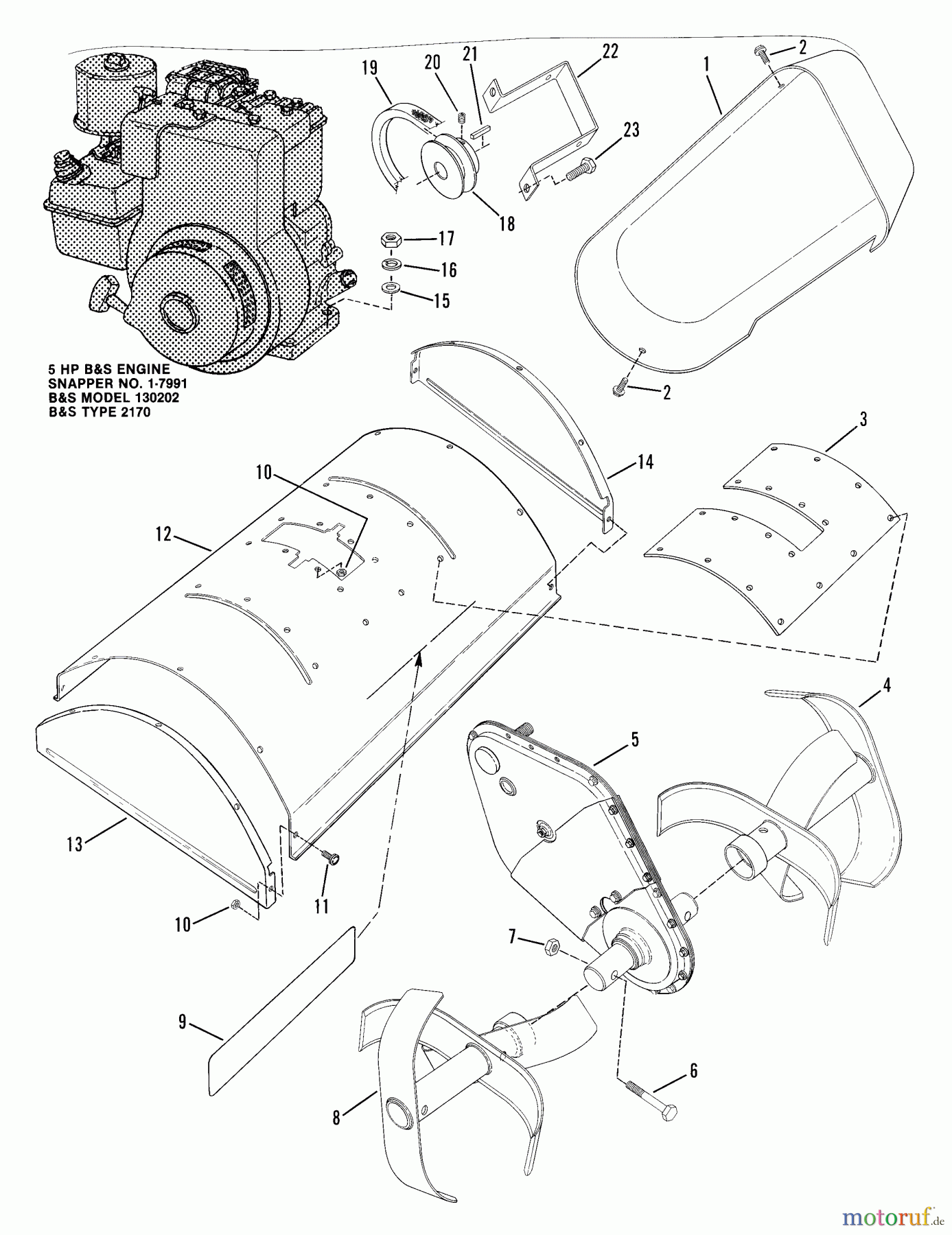  Snapper Zubehör, Fräsen und Kultivierer 7082797 - Snapper TA520 Tiller Attachment Cover Group