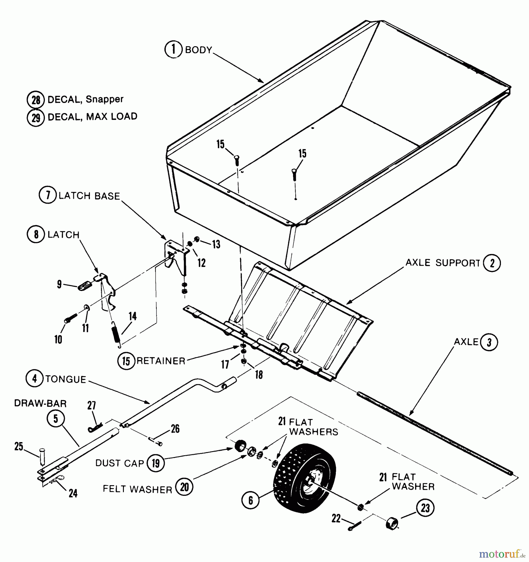  Snapper Zubehör. Rasenmäher 7060947 - Snapper Bag N-Wagon, 30 Bushel 3311X5S 33