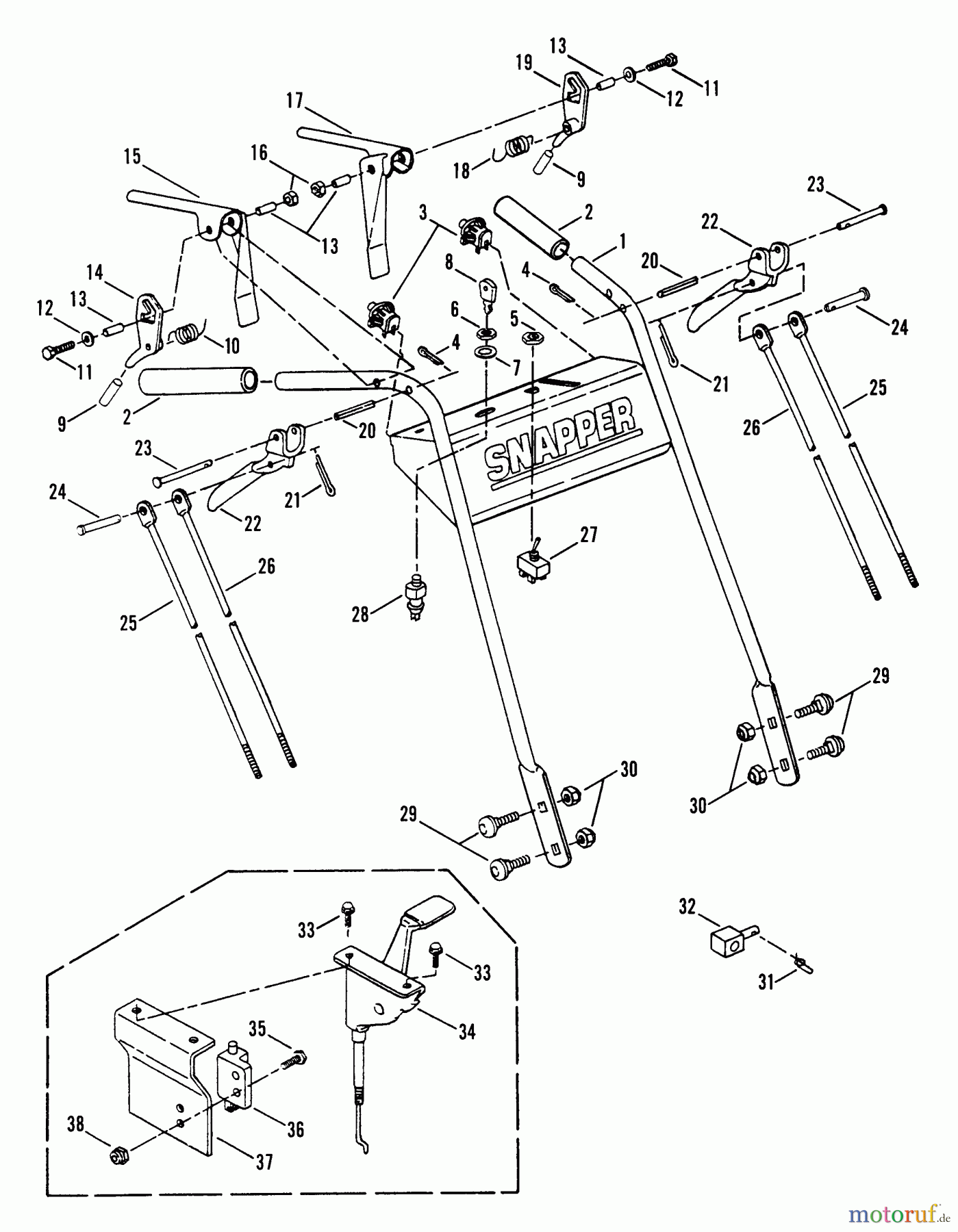  Snapper Rasenmäher für Großflächen PL71254KV - Snapper Wide-Area Walk-Behind Mower, 12.5 HP, Gear Drive, Loop Handle, Series 4 Pistol Grip Handle & Control Assemblies