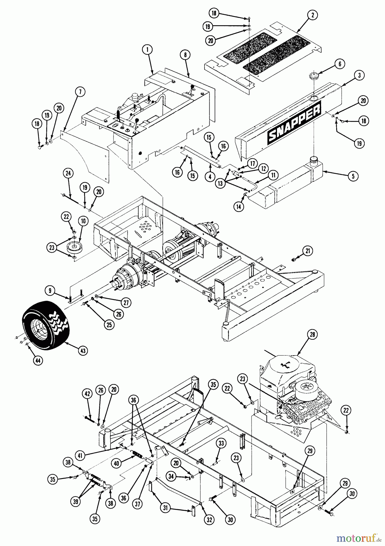  Snapper Nullwendekreismäher, Zero-Turn 2010 - Snapper Zero-Turn Mower, 20 HP, ZTR Kohler, Twin Stick, Unistat Drive, Series 0 Body Parts