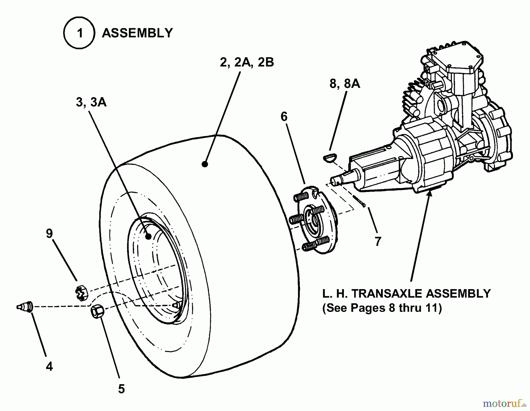  Snapper Nullwendekreismäher, Zero-Turn MZM2300KH (84606) - Snapper 23 HP Zero-Turn Mower, Kohler, Mid Mount, Z-Rider Series 0 Drive Tire/Wheel Assembly