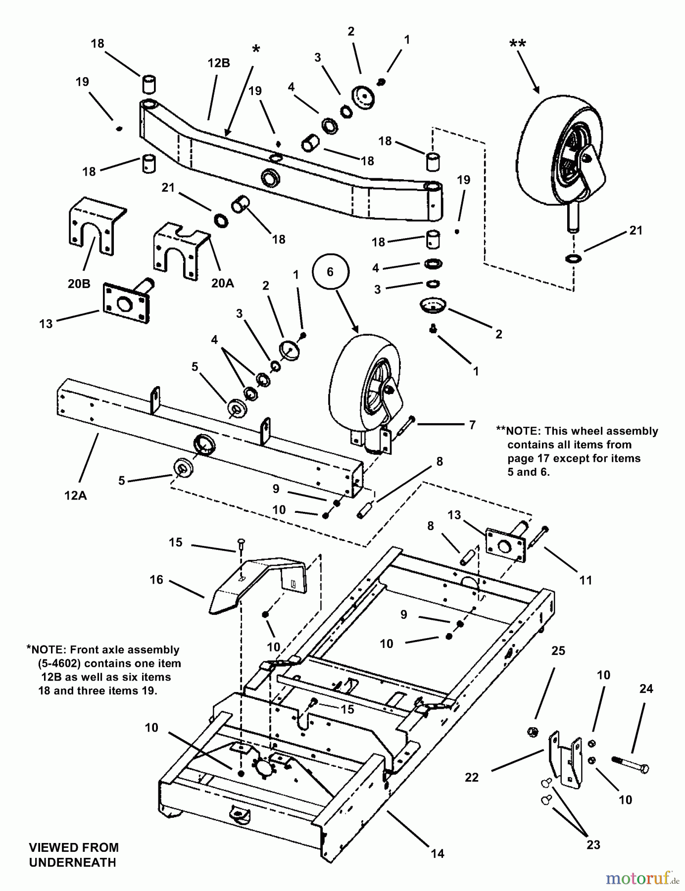  Snapper Nullwendekreismäher, Zero-Turn ZM2501KH (84413) - Snapper 25 HP Zero-Turn Mower, Kohler, Mid Mount, Z-Rider Series 1 Lower Chassis/Caster Wheel Assembly