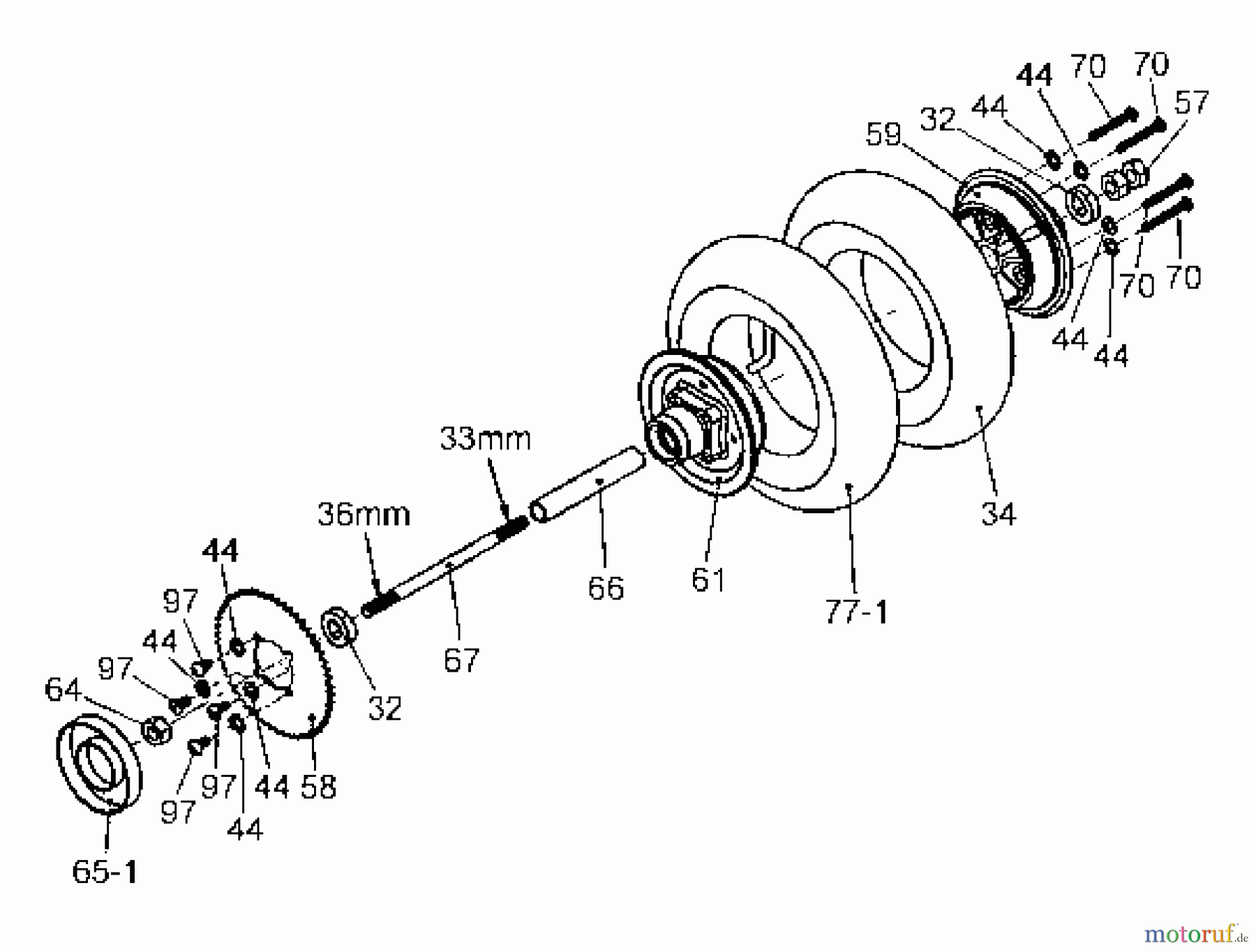  Tanaka Sonstiges Moby - Tanaka X 26cc PowerBoard Rear Wheel, Sprocket & Brake Drum