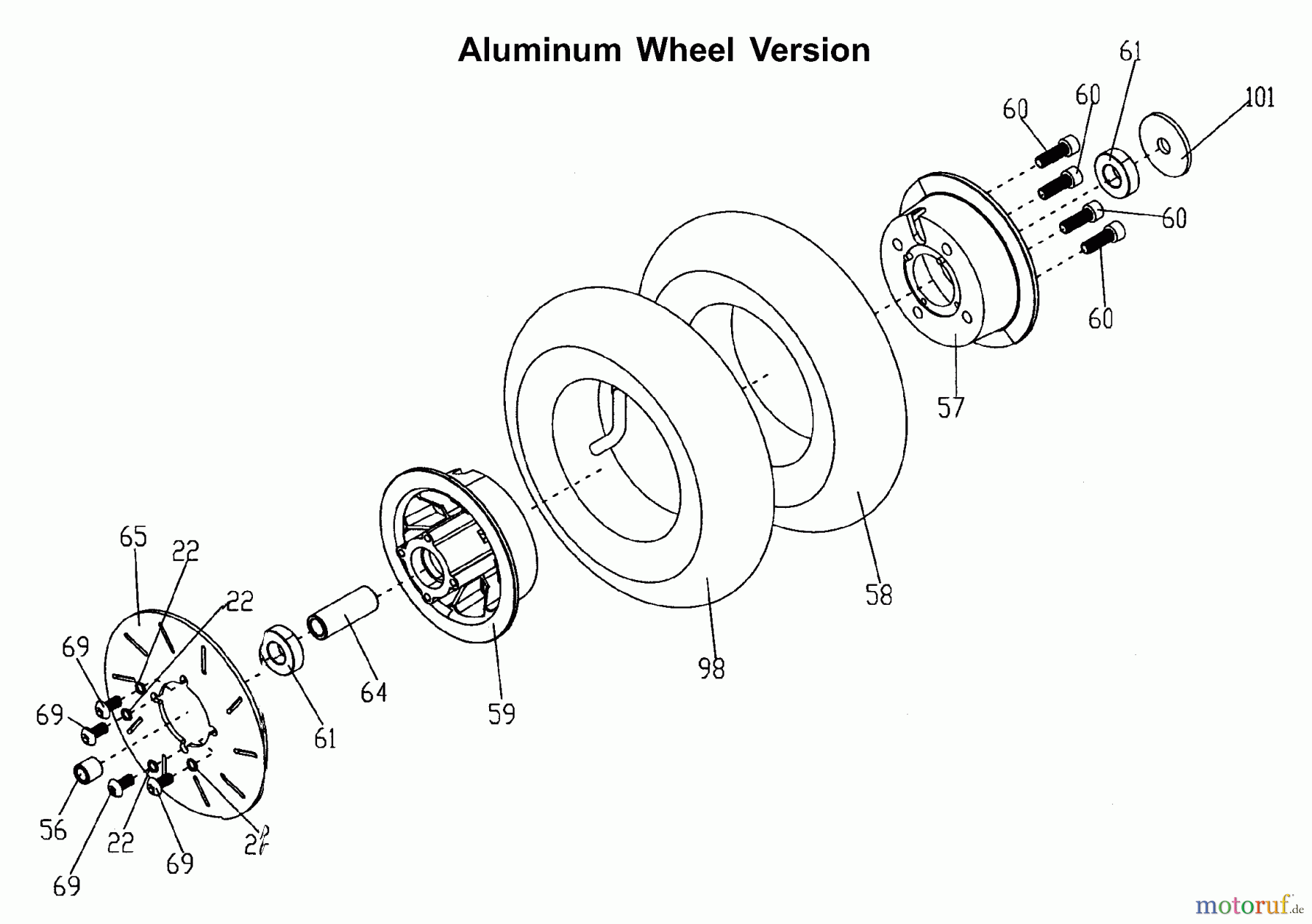 Tanaka Sonstiges PB-SM807 - Tanaka 450 Watt Electric PowerBoard Front Wheel & Brake Disc (Aluminum Wheel Version)